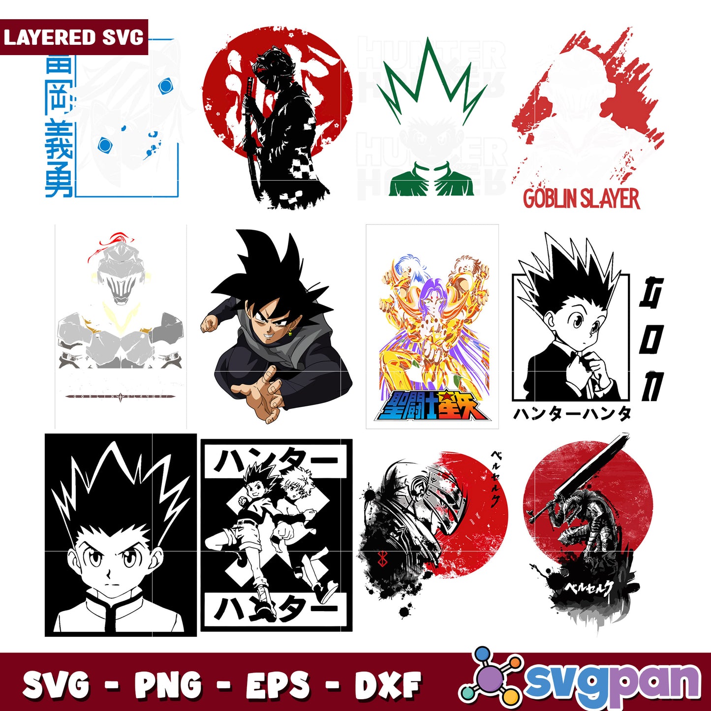 Anime Character Bundle SVG Designs for Crafts