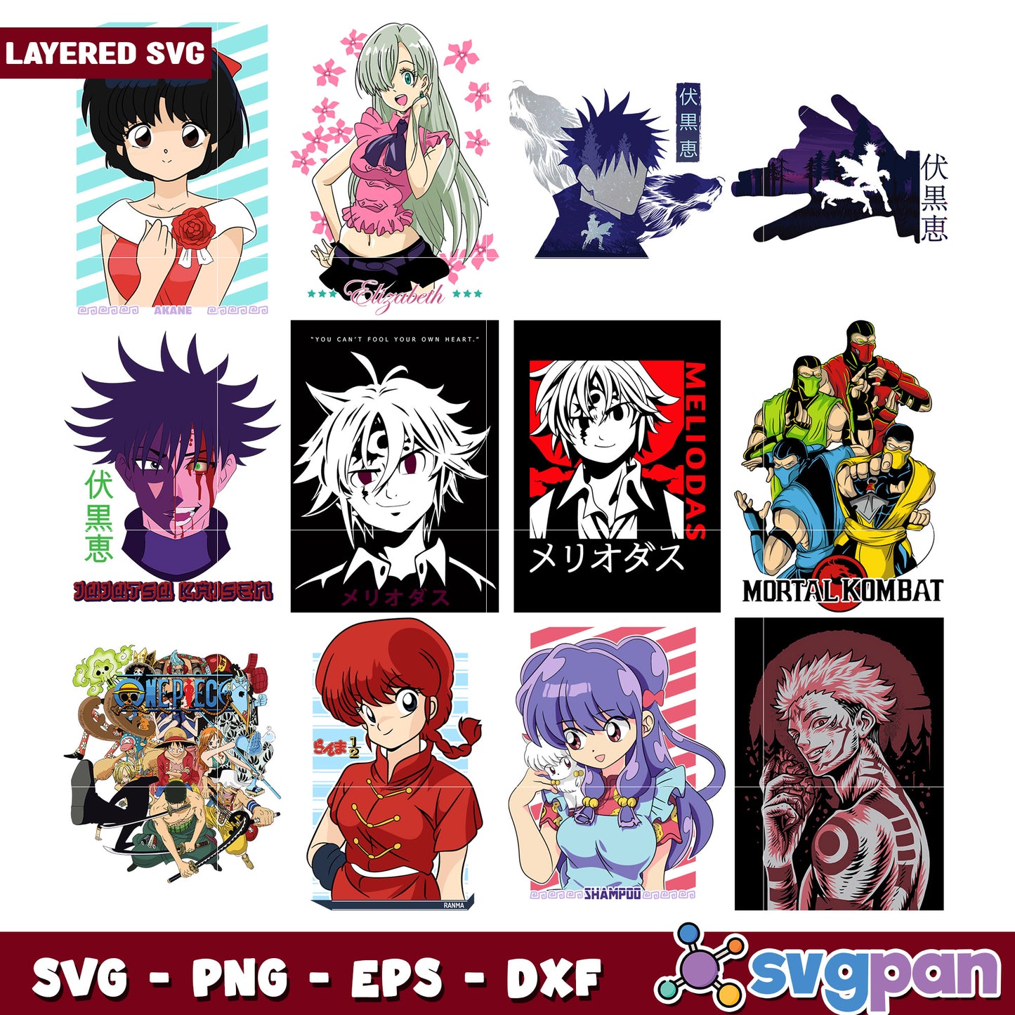 Anime Character Bundle SVG Files for Crafts Design