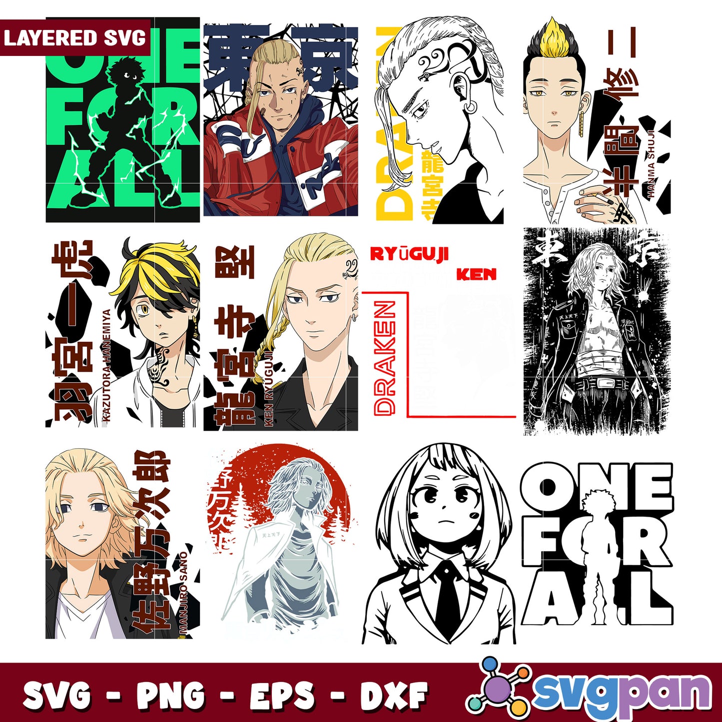 Anime Character Bundle SVG for Craft Projects