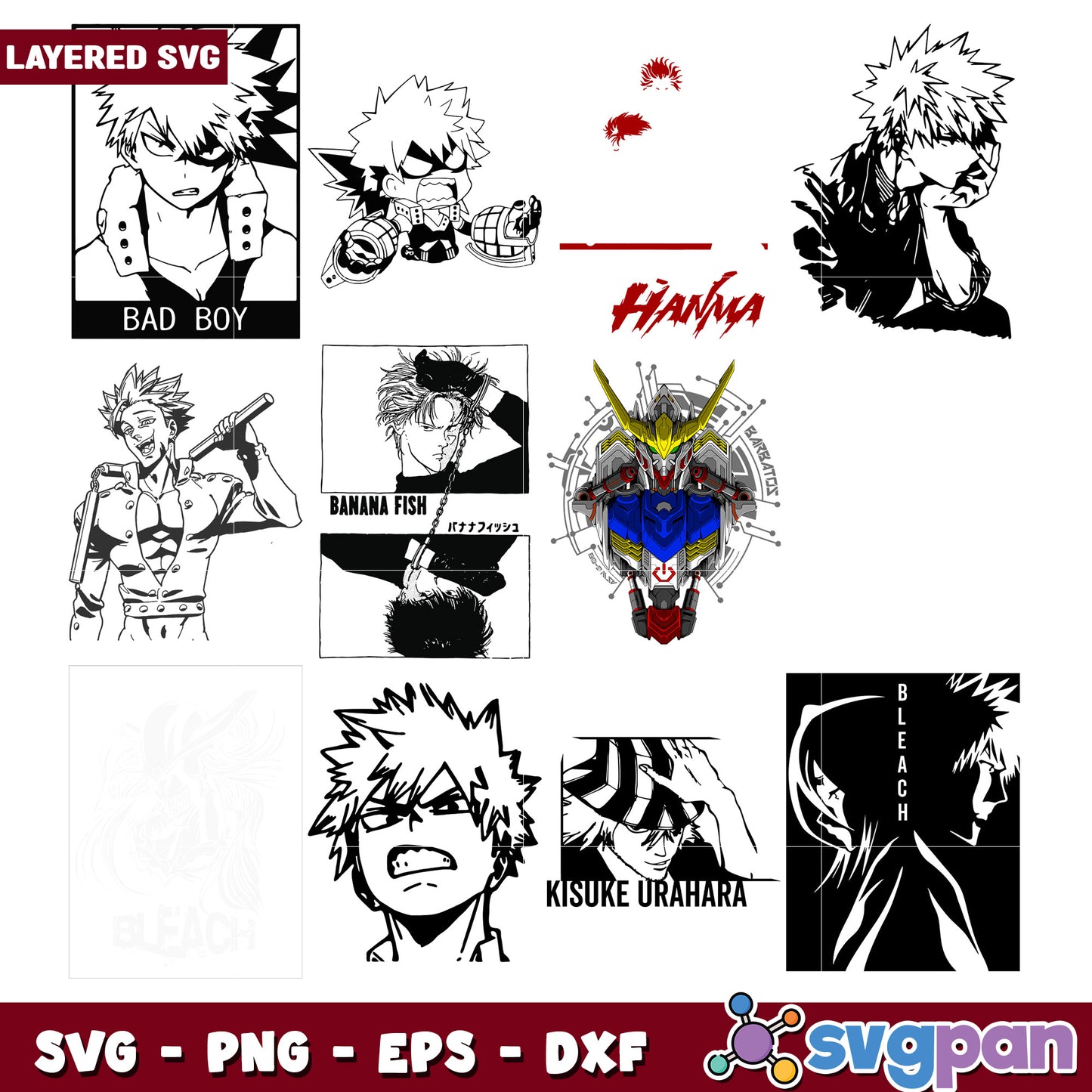 Anime Character Bundle SVG for Creative Projects