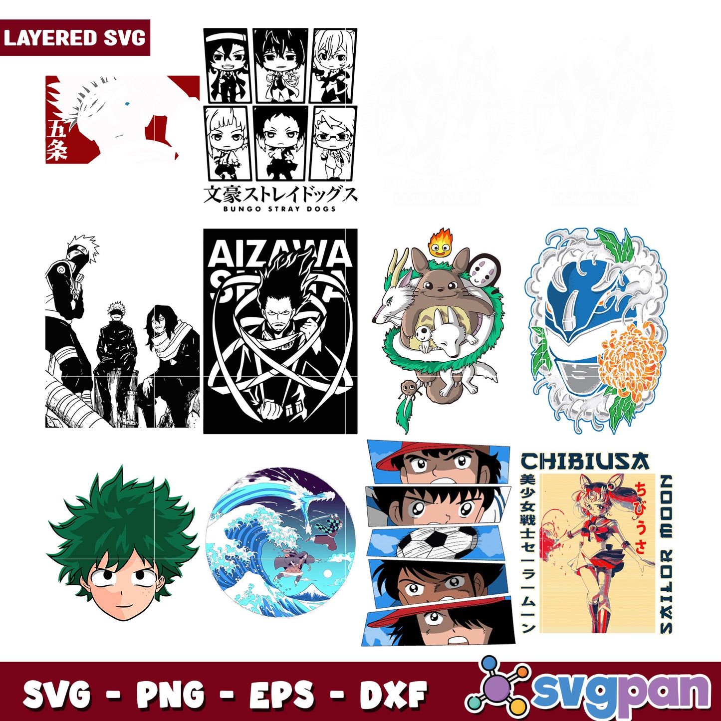 Anime Manga SVG Bundle Layered Files