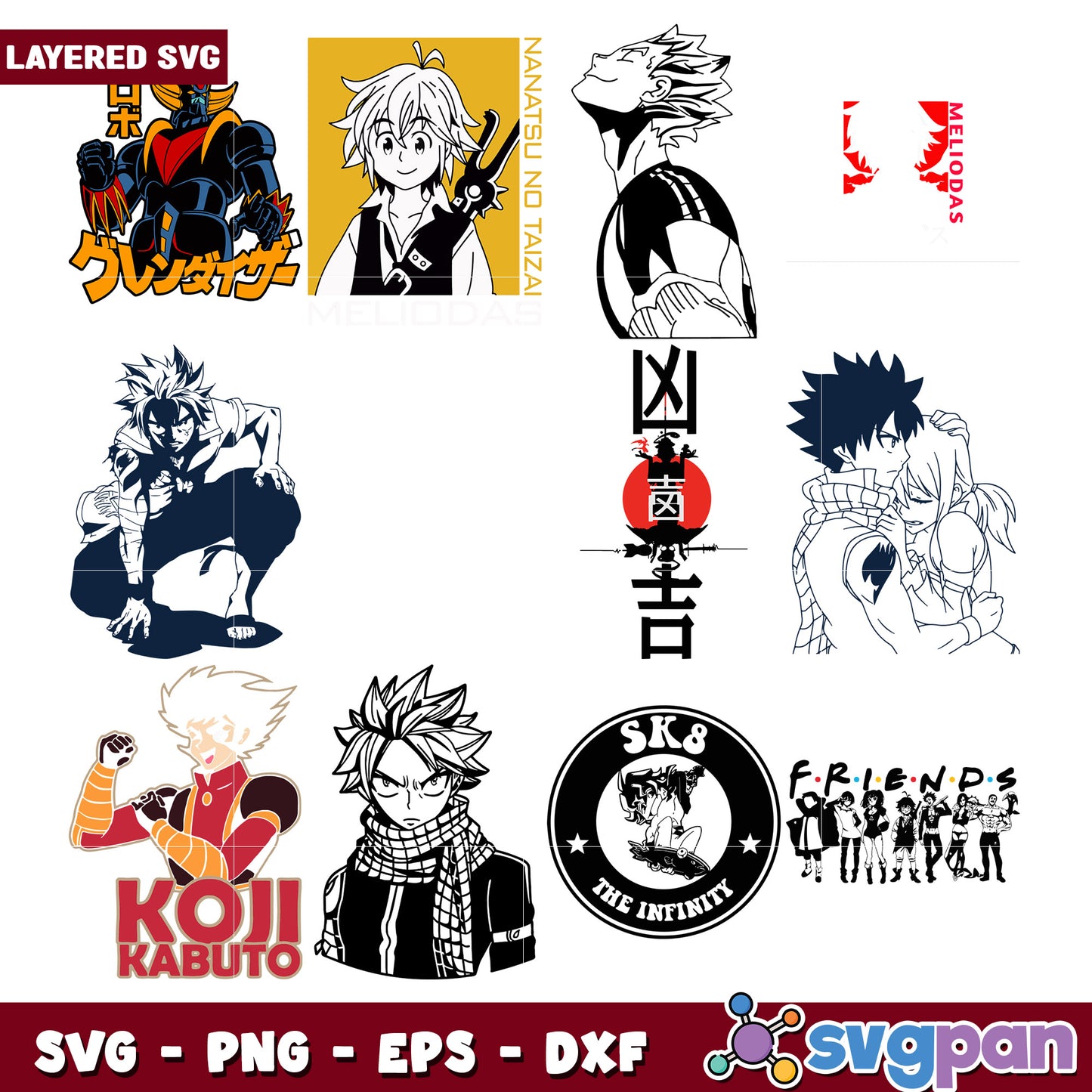 Anime SVG Bundle Layered Designs