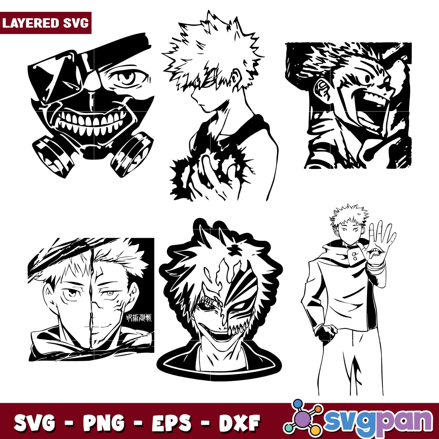 Anime SVG Bundle Layered Masks & Characters