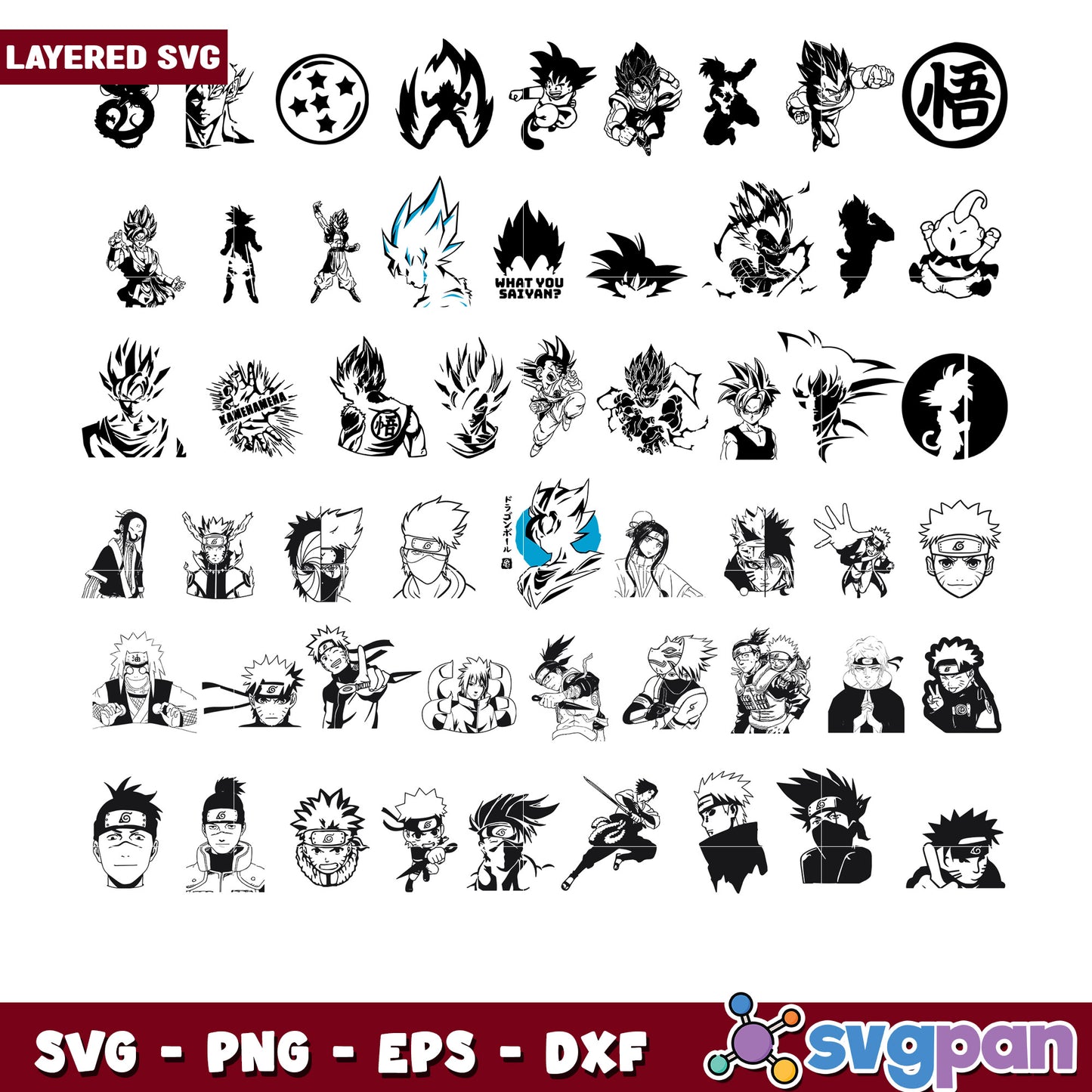 Anime SVG Bundle Naruto & Dragon Ball Z