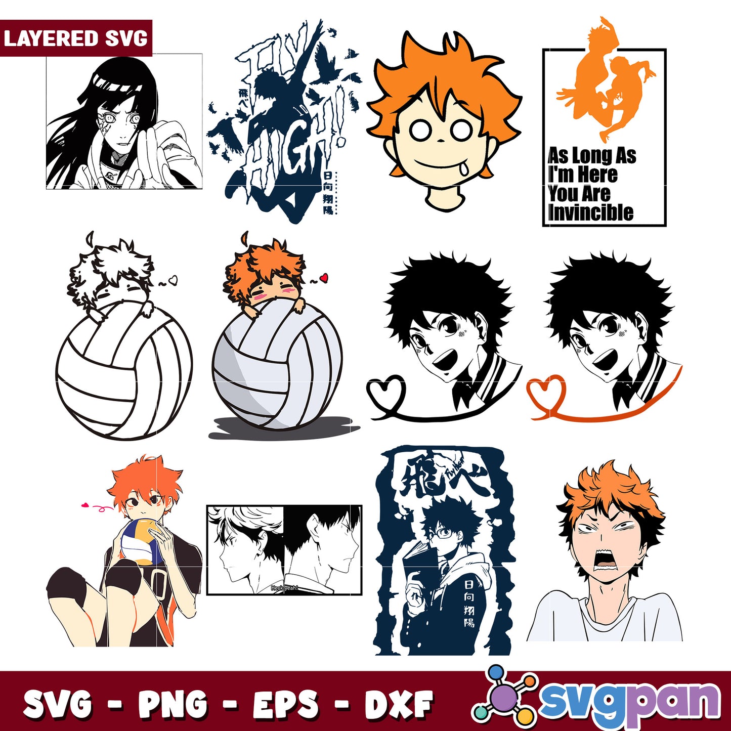 Anime Volleyball Characters SVG Bundle for Creative Use