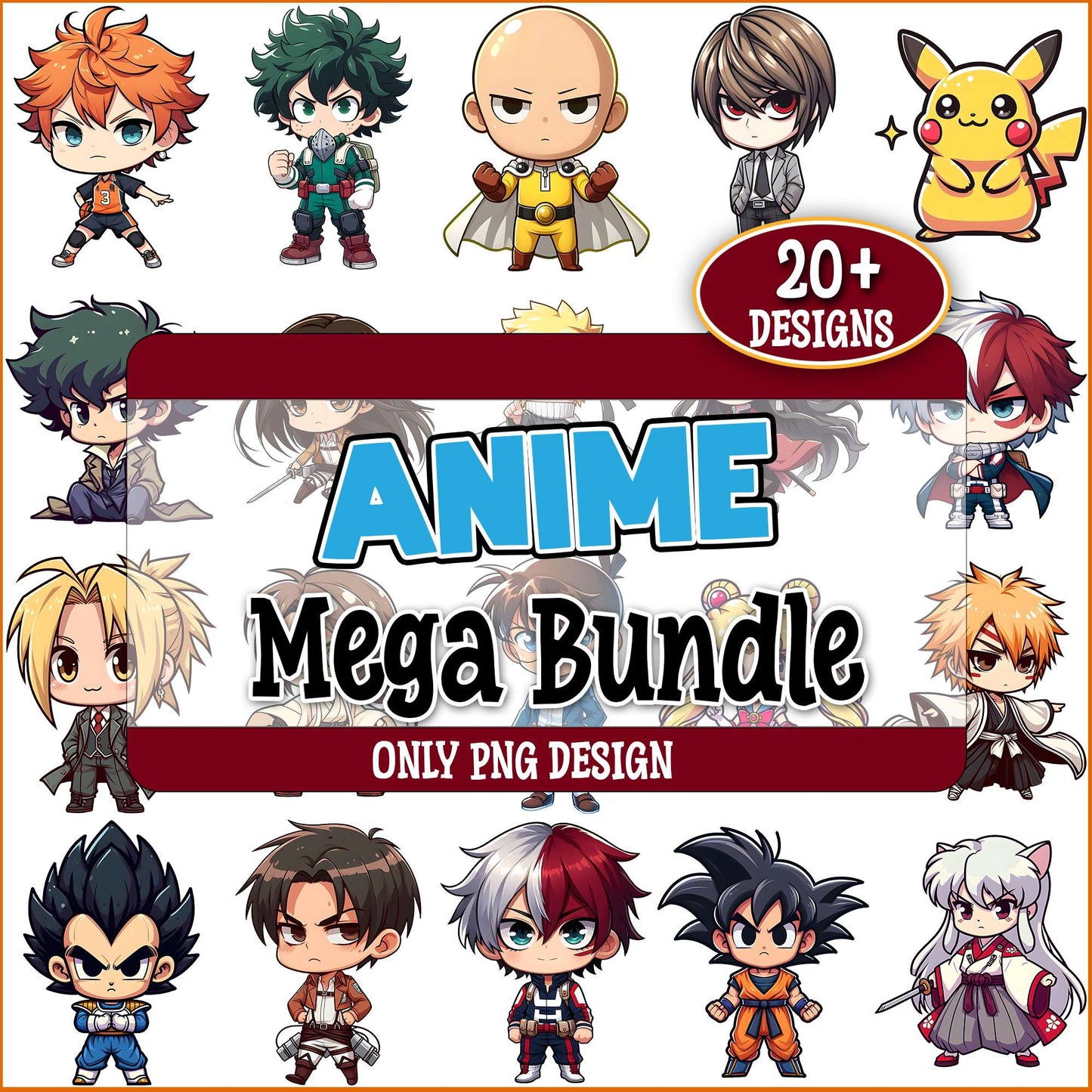 Anime chibi design png bundle
