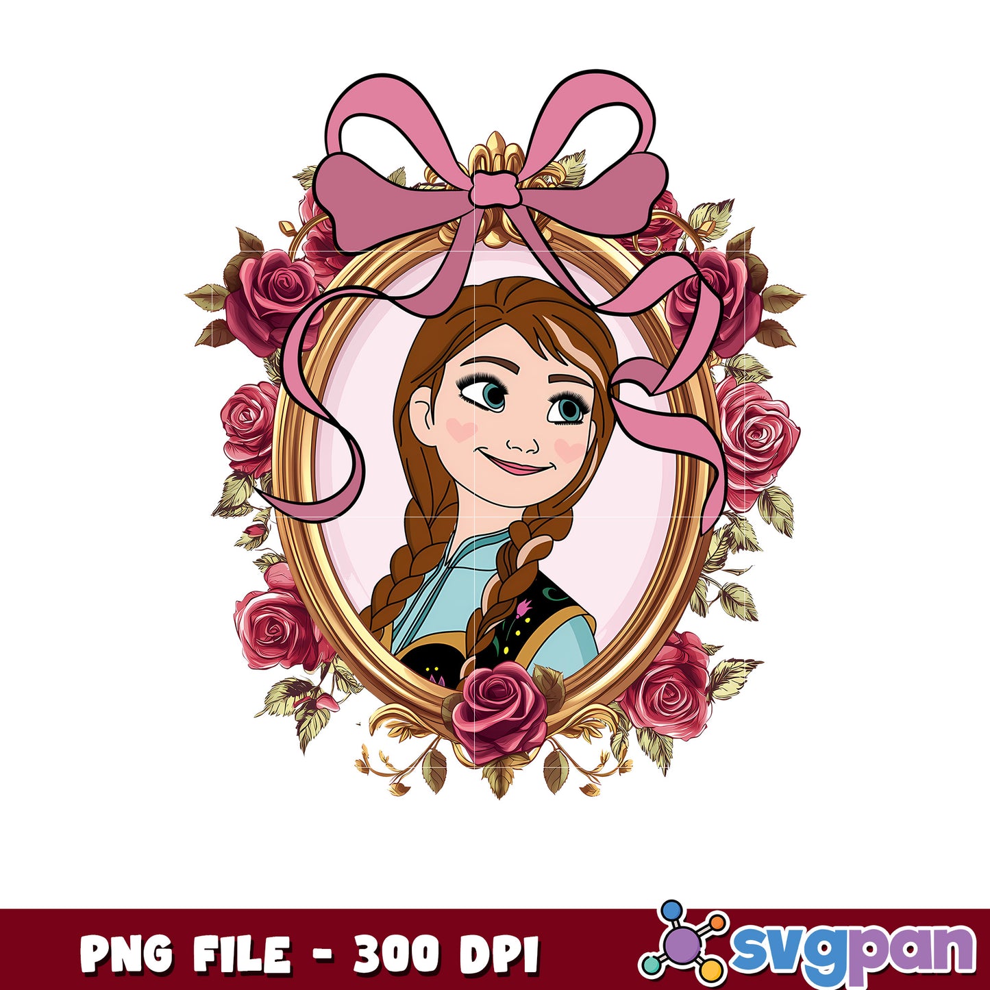 Anna Frozen PNG Floral Frame
