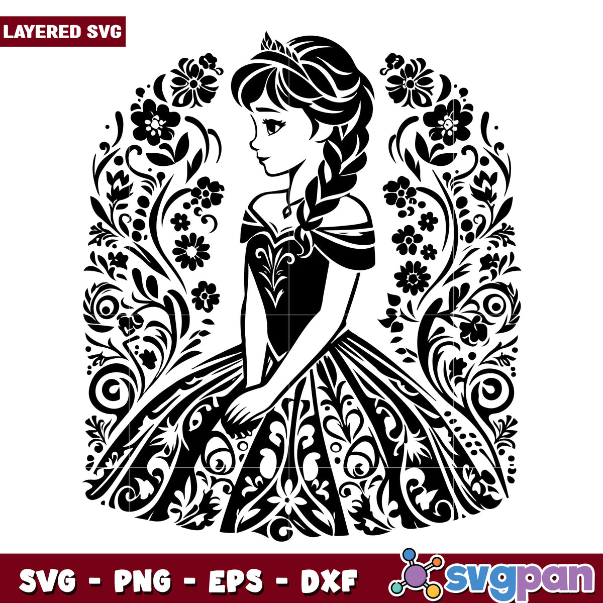 Anna Frozen SVG Floral Dress