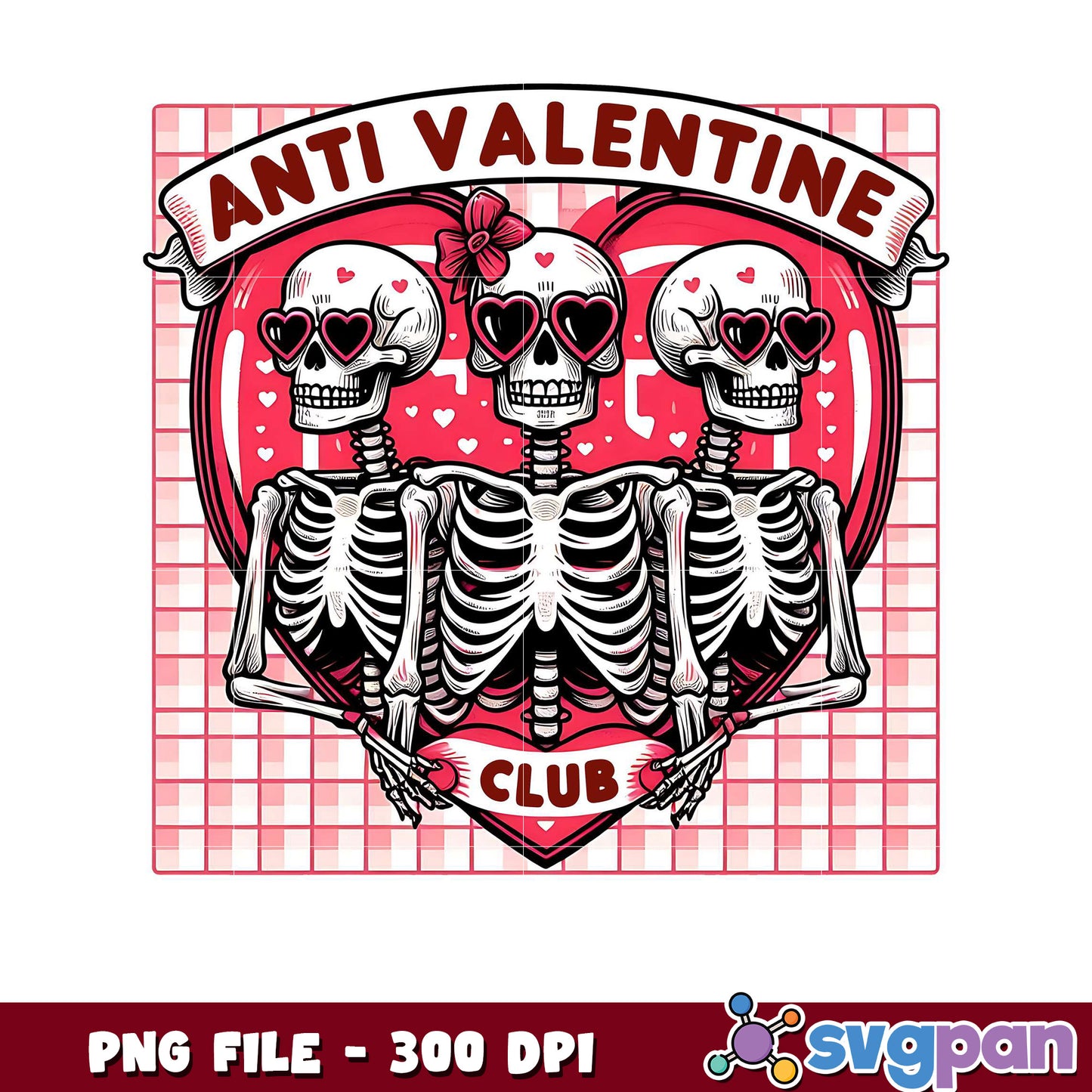 Anti Valentine Skeletons Club Design, Perfect for PNG Use