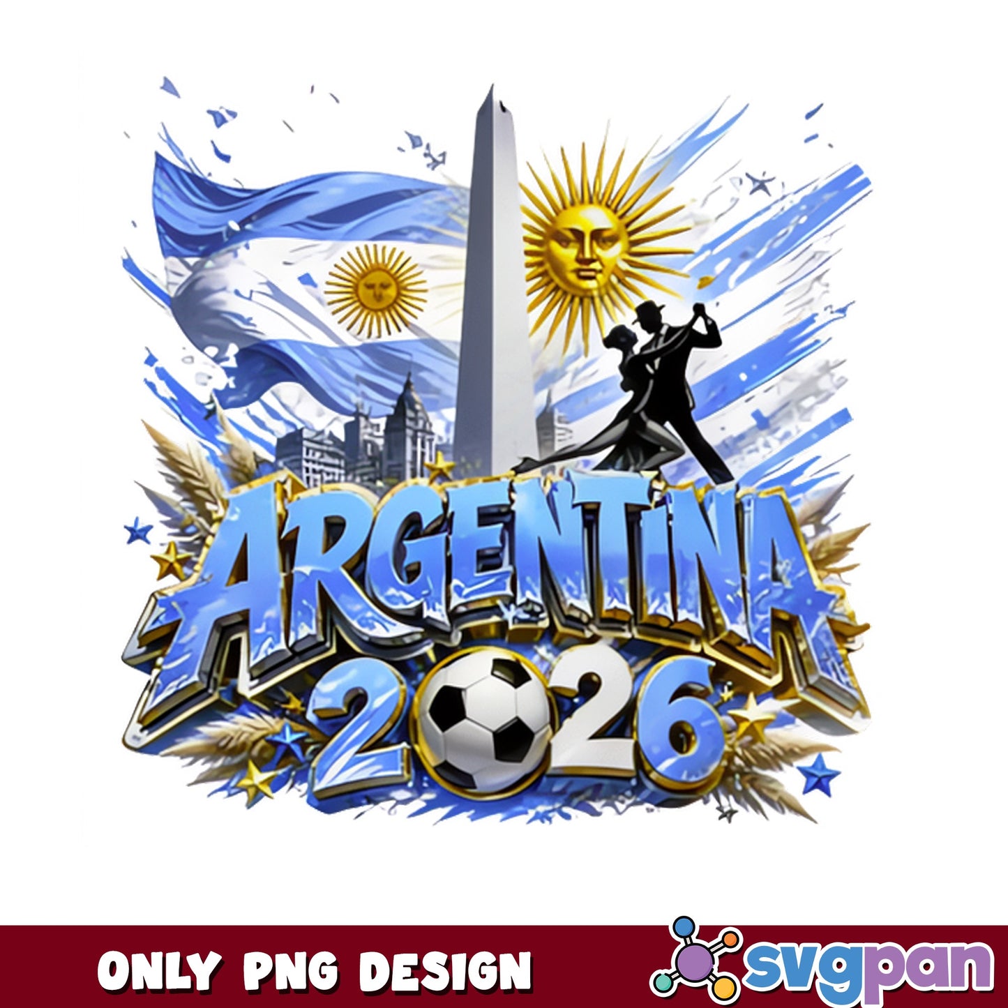 Argentina 2026 Soccer PNG, World Cup Football PNG, Argentina Flag PNG