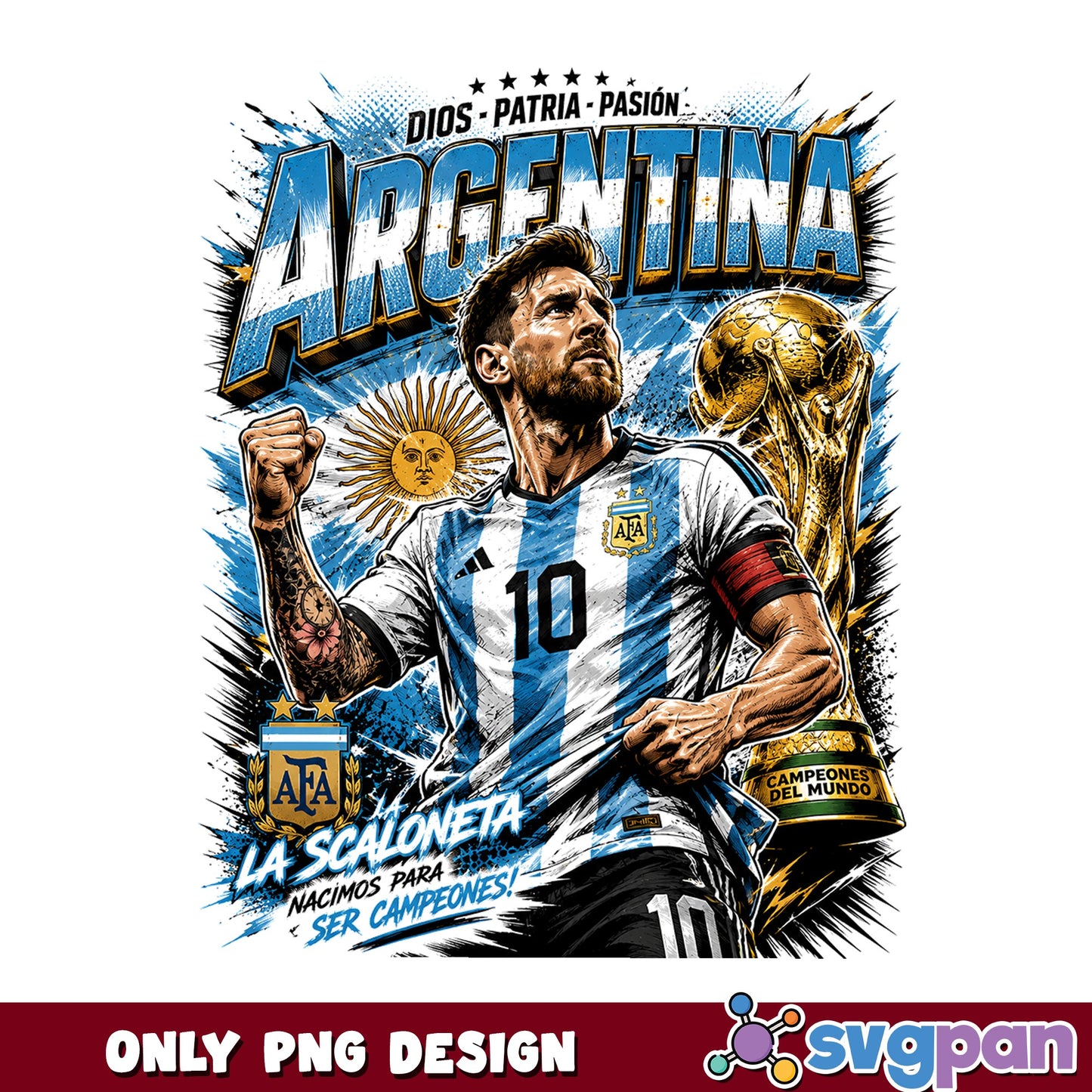 Argentina Messi World Cup Champion PNG, Soccer PNG, Football PNG