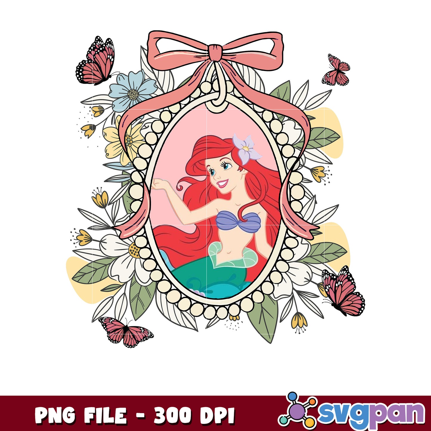 Ariel Mermaid Floral PNG Image
