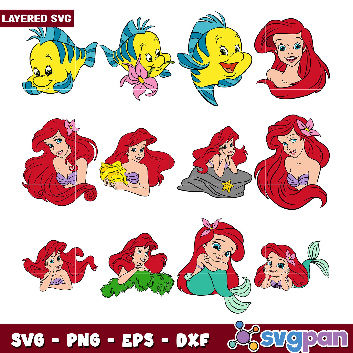 Ariel Themed SVG Bundle for Creative Projects