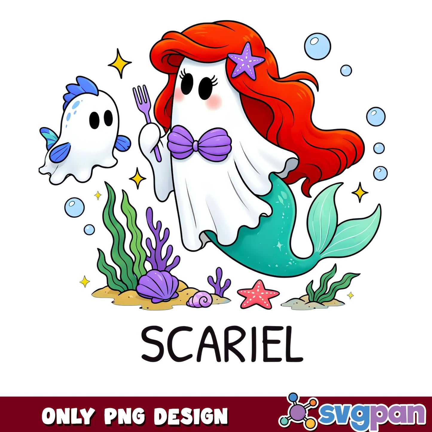 Ariel Ghost Mermaid Scariel Spooky Halloween PNG, Disney Princess, PNG