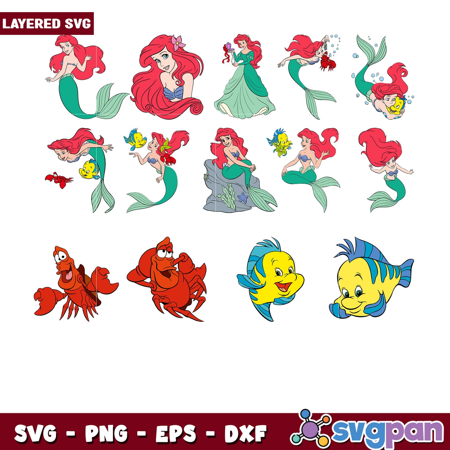 Ariel and Friends SVG Bundle for Crafting Projects