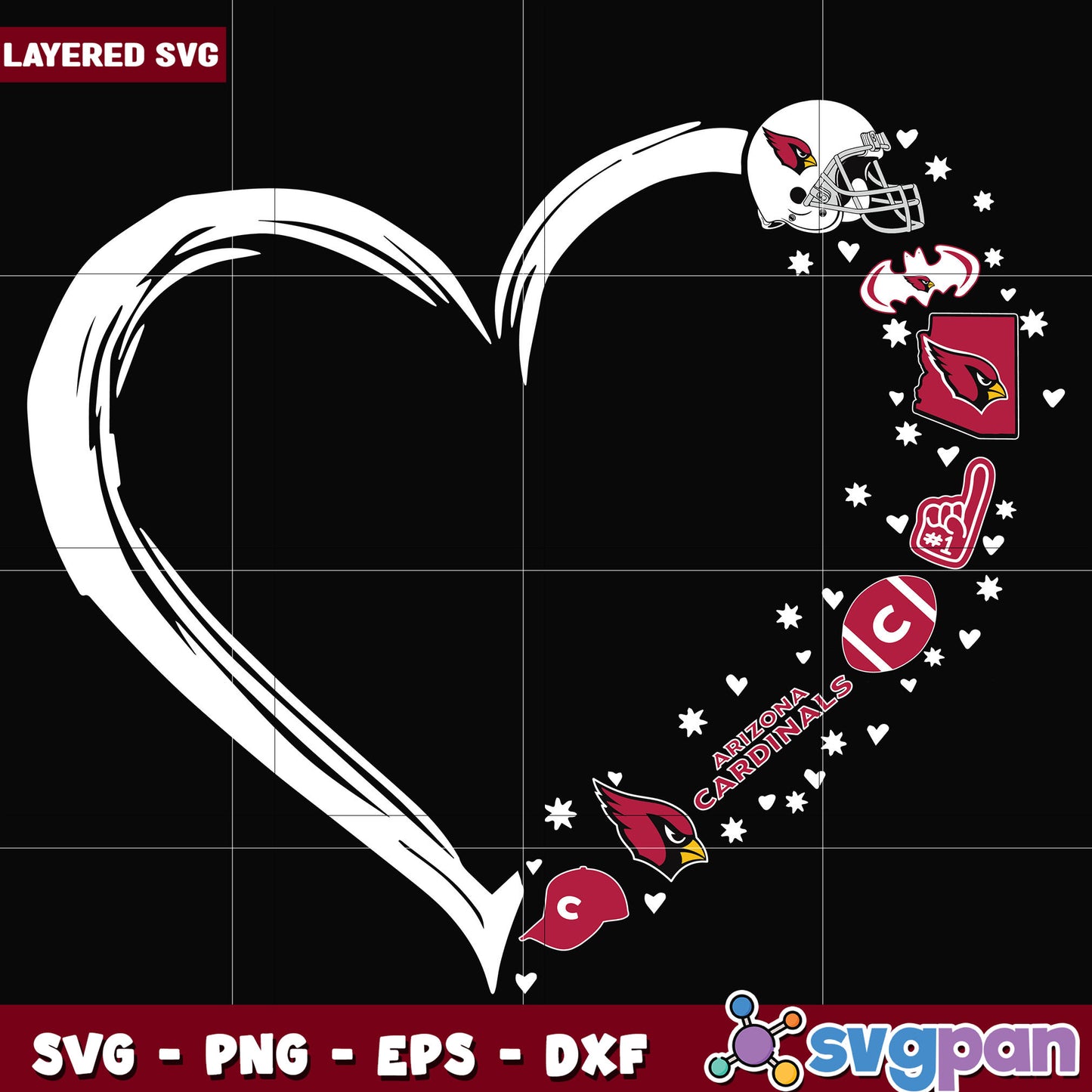 Arizona Cardinals heart svg , nfl svg, national football league svg