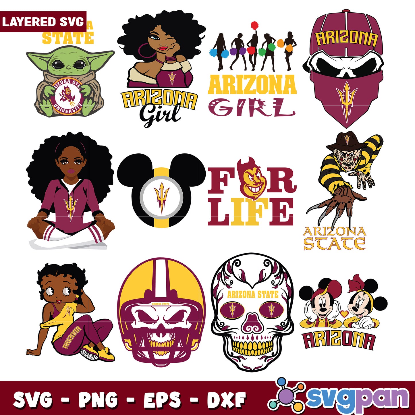 Arizona State SVG Bundle Layered Designs