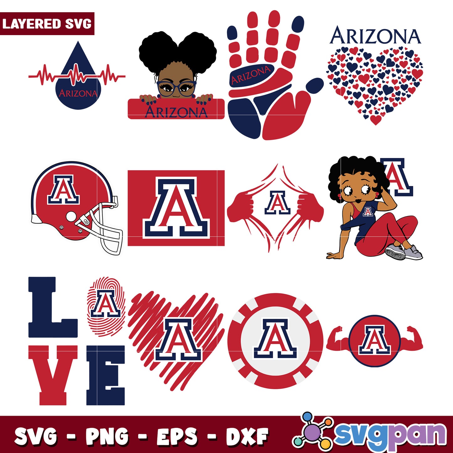 Arizona Wildcats SVG Bundle Layered Designs