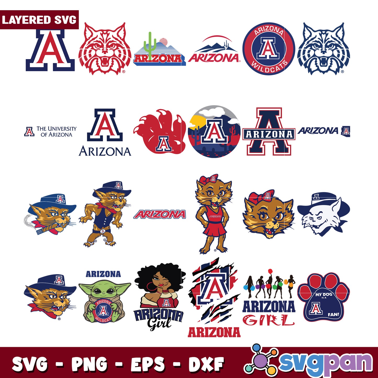 Arizona Wildcats SVG Bundle Logos & Mascots