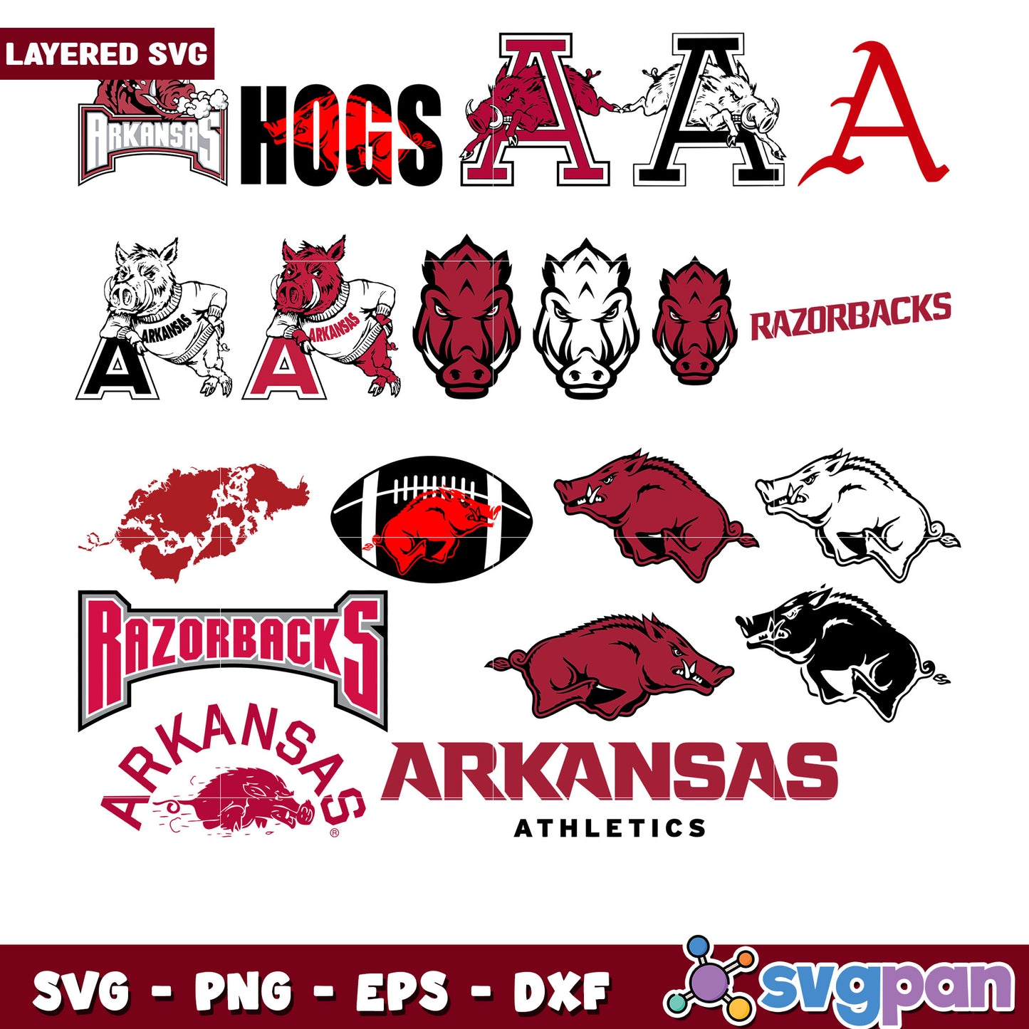 Arkansas Razorbacks SVG Bundle for Crafts Designs