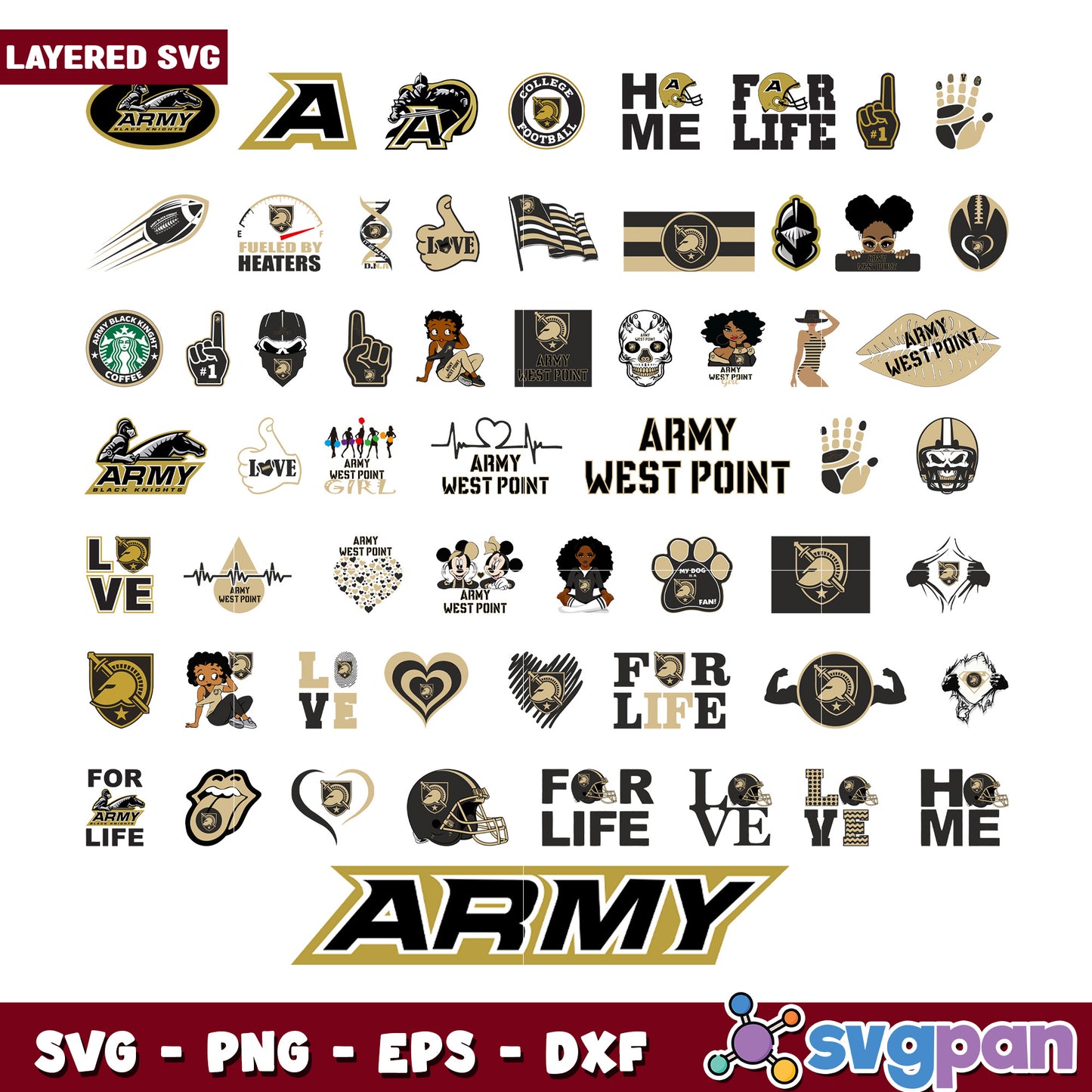 Army West Point SVG Bundle Layered Designs