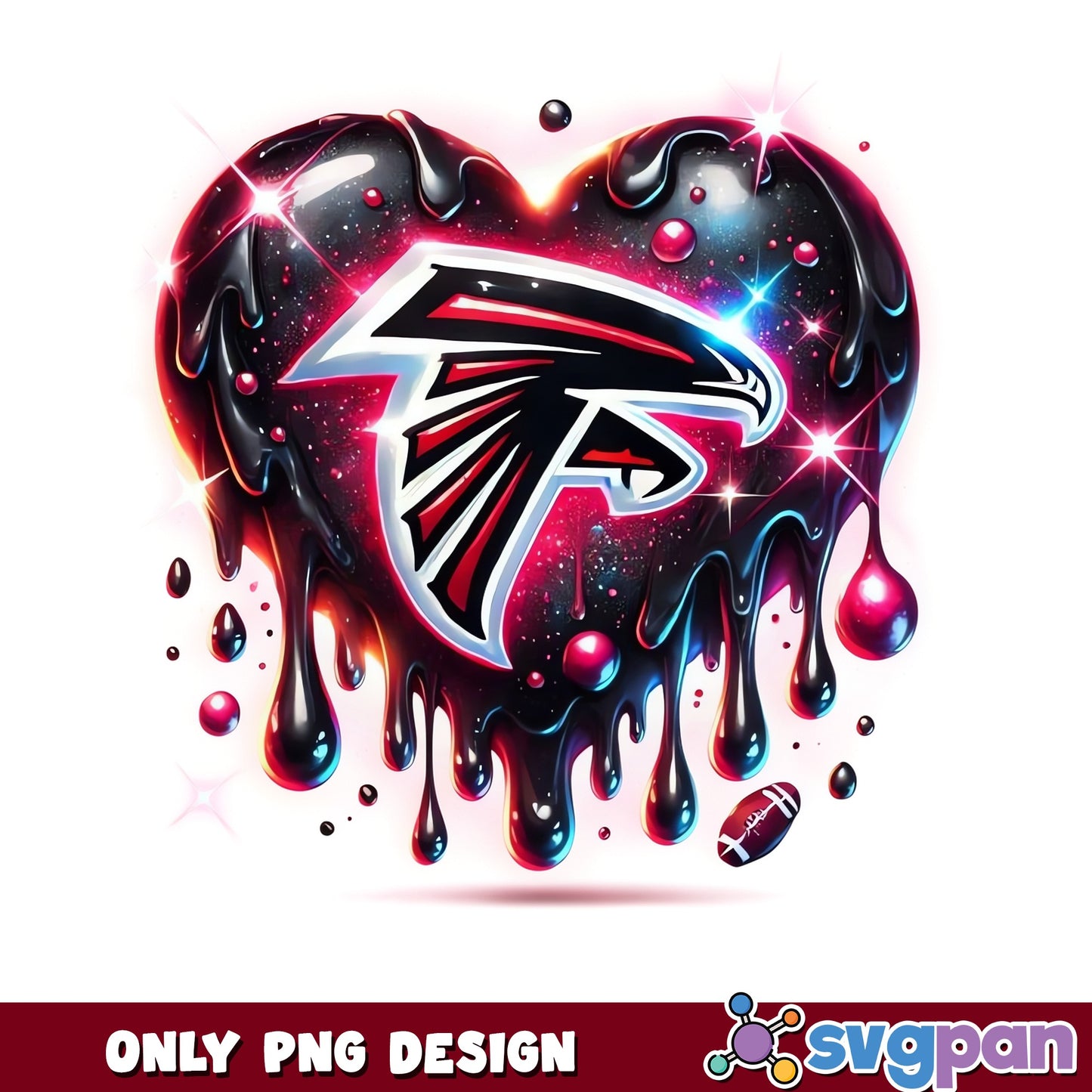 Atlanta Falcons Dripping Heart PNG, NFL Football PNG, Falcons Logo PNG