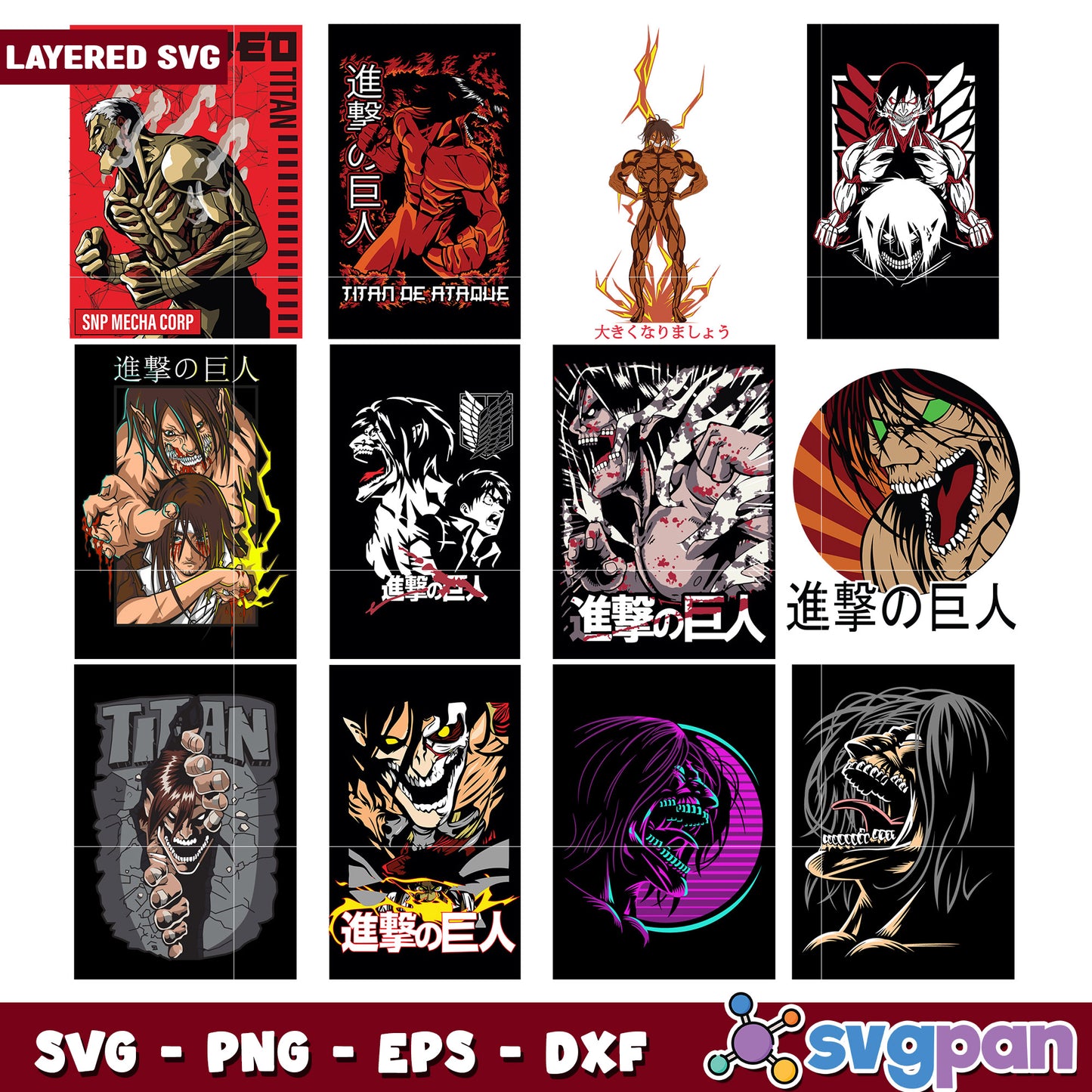 Attack on Titan SVG Bundle for Creative Projects