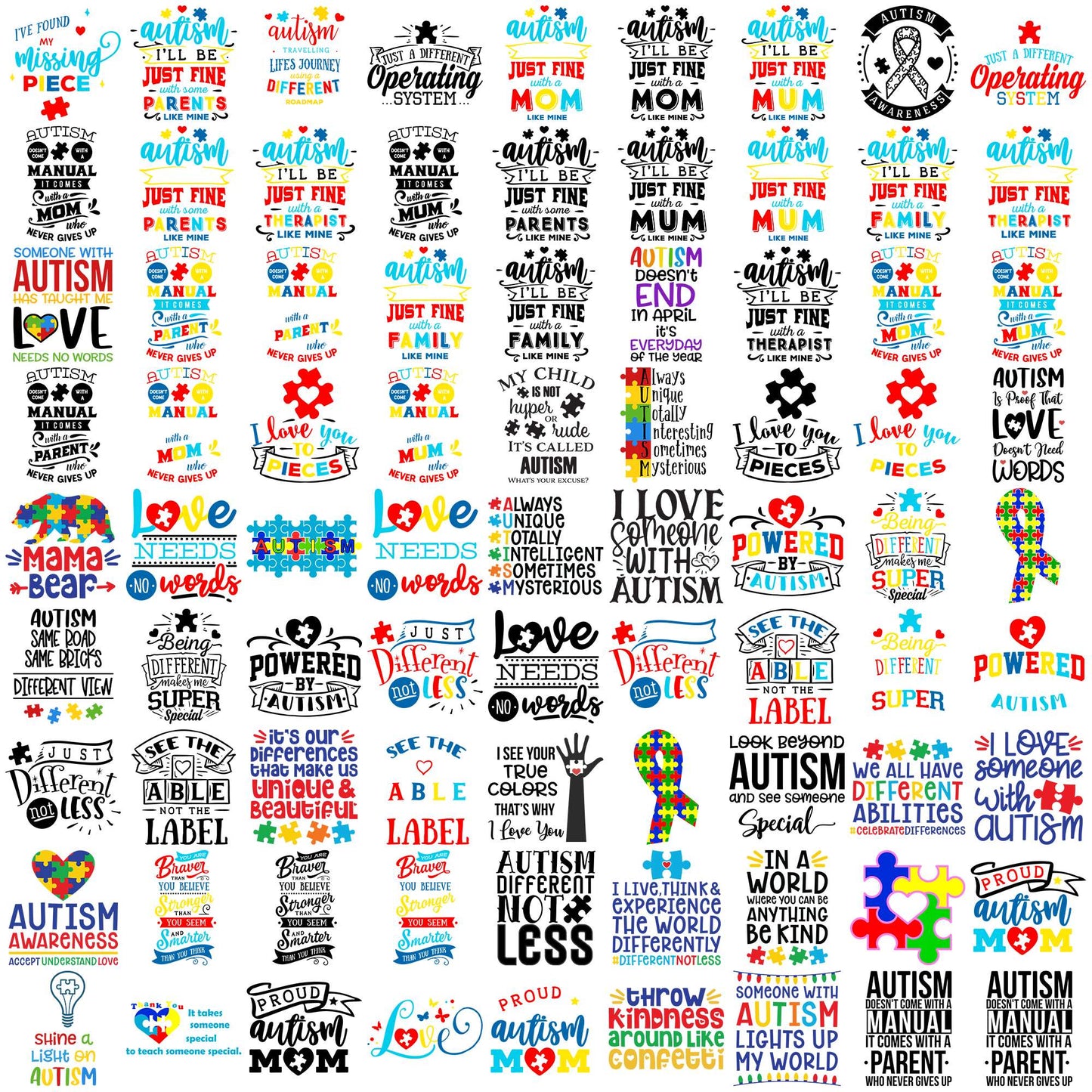Autism quotes svg bundle, autism symptoms svg, autism awareness month svg