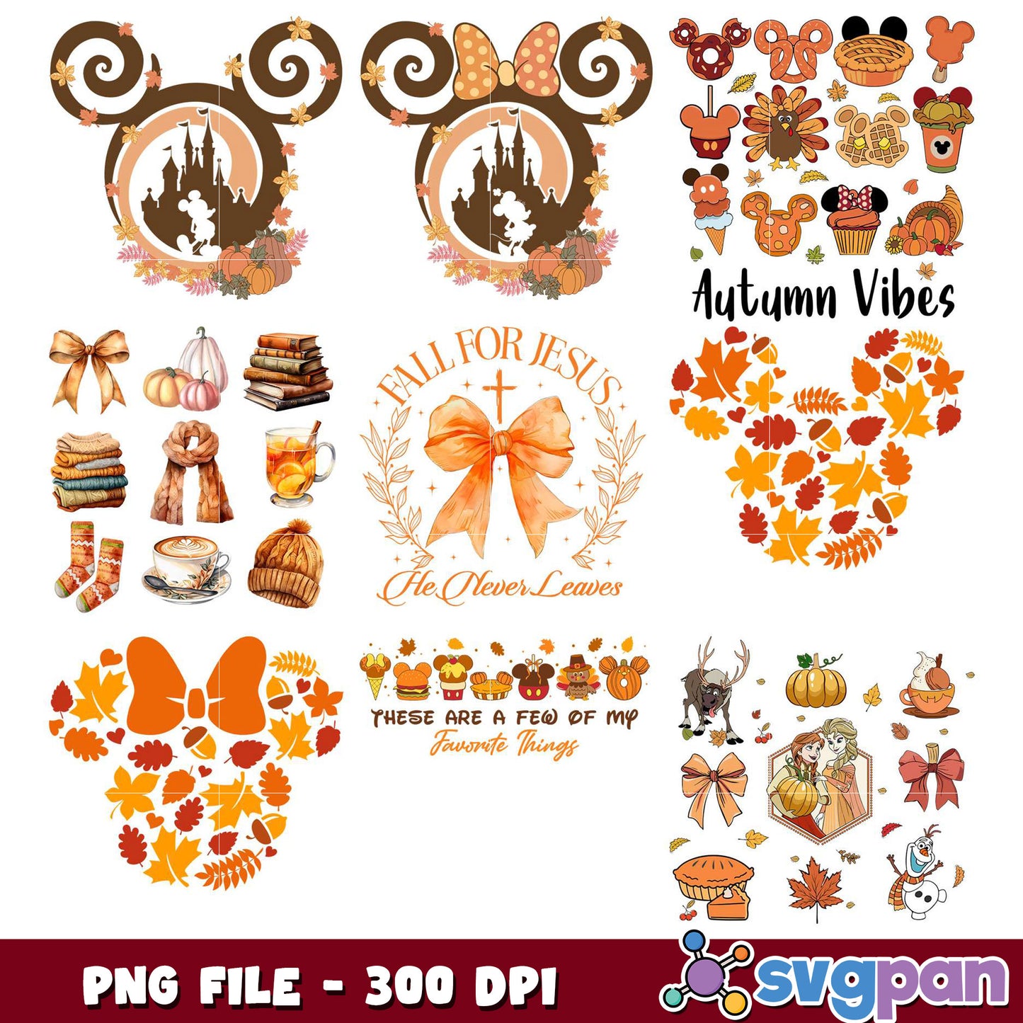 Autumn Disney PNG Bundle 300 DPI