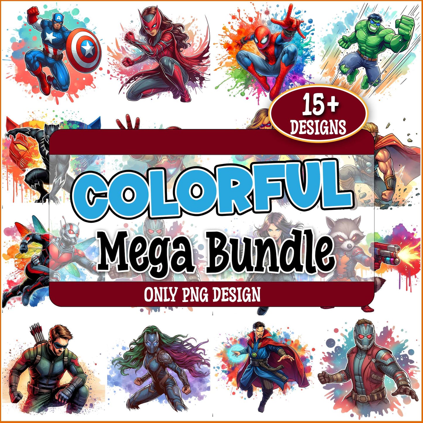 Avengers watercolor png bundle