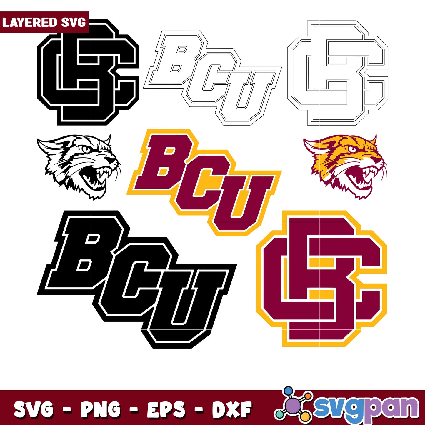 BCU Layered SVG Bundle Logos & Mascot