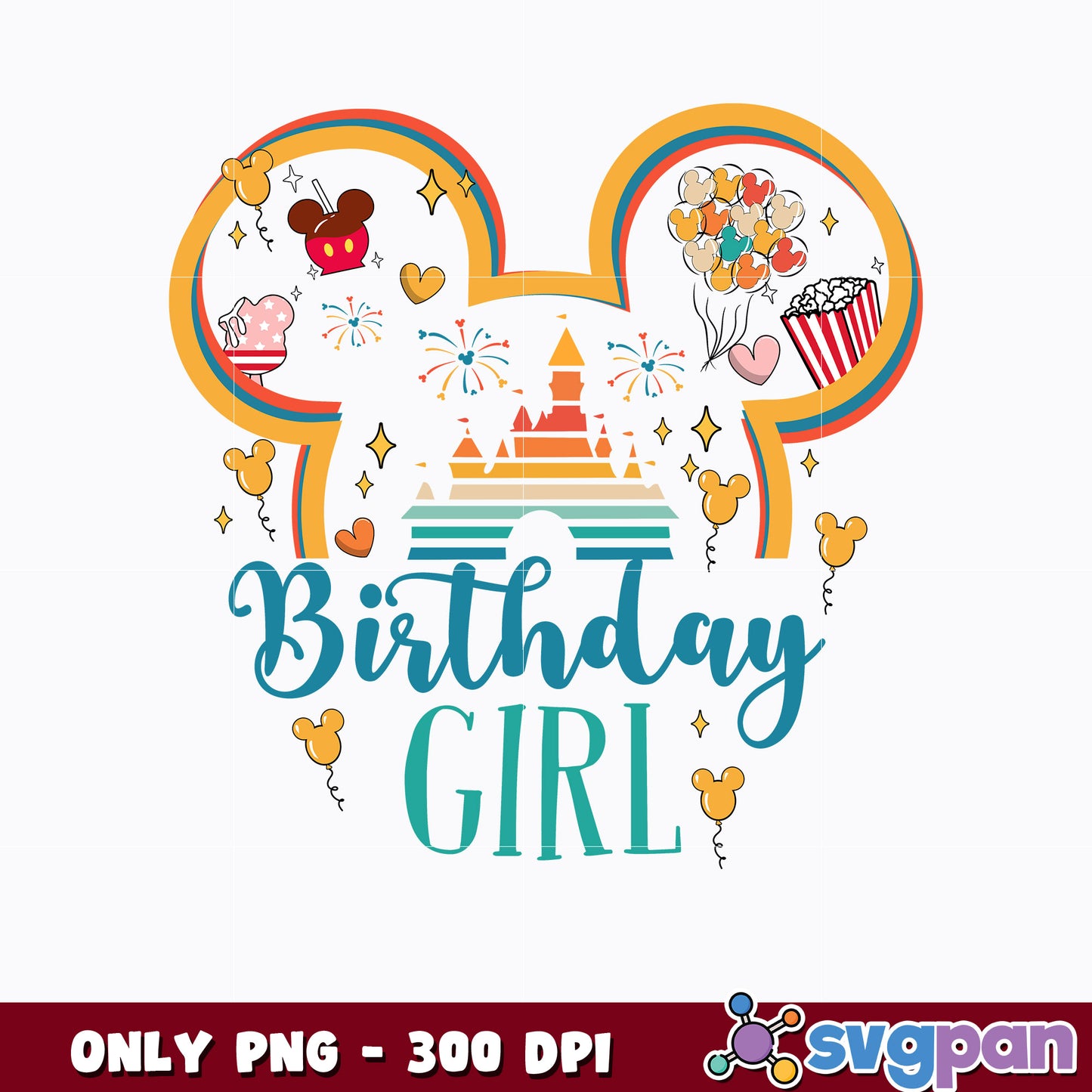 Mickey mouse head birthday girl png