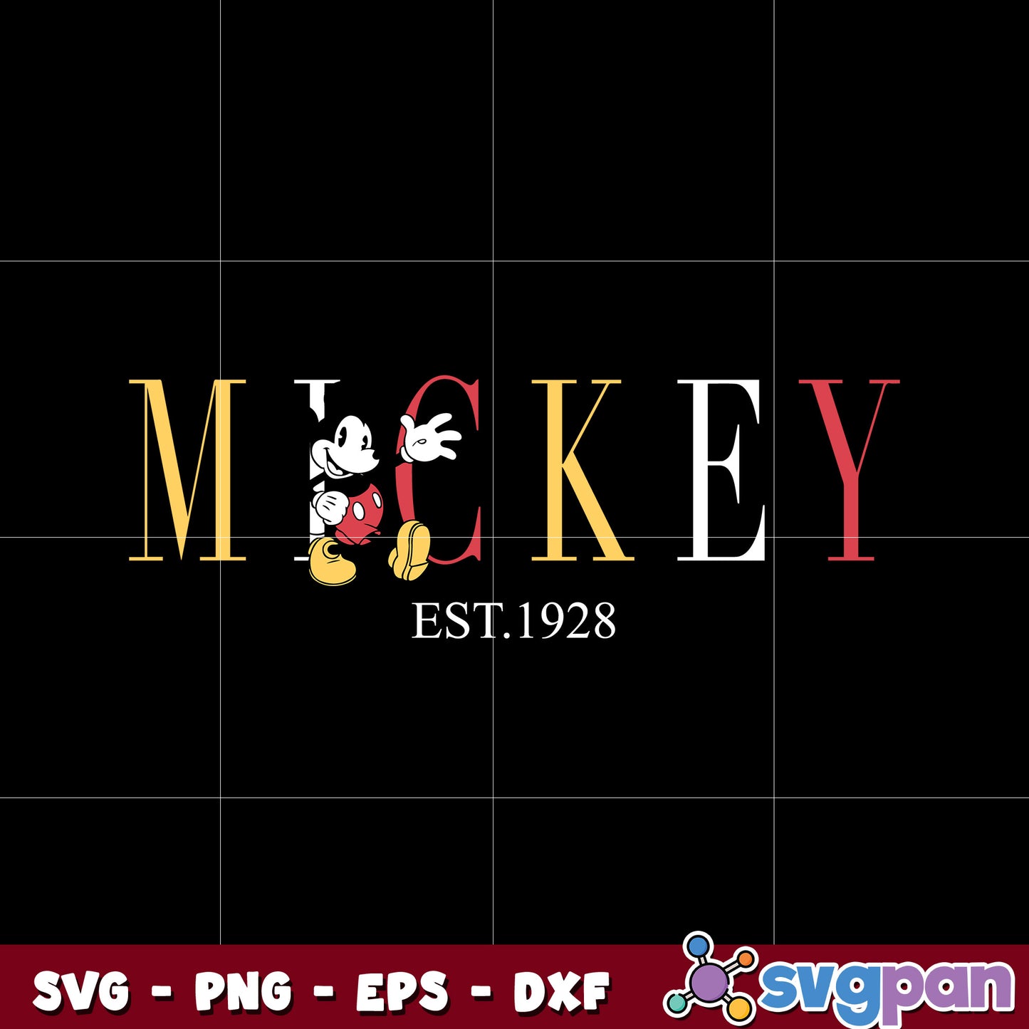 Mickey mouse disney est 1928 svg