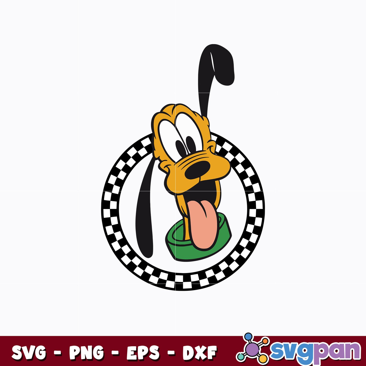 Dog pluto checkered disney svg