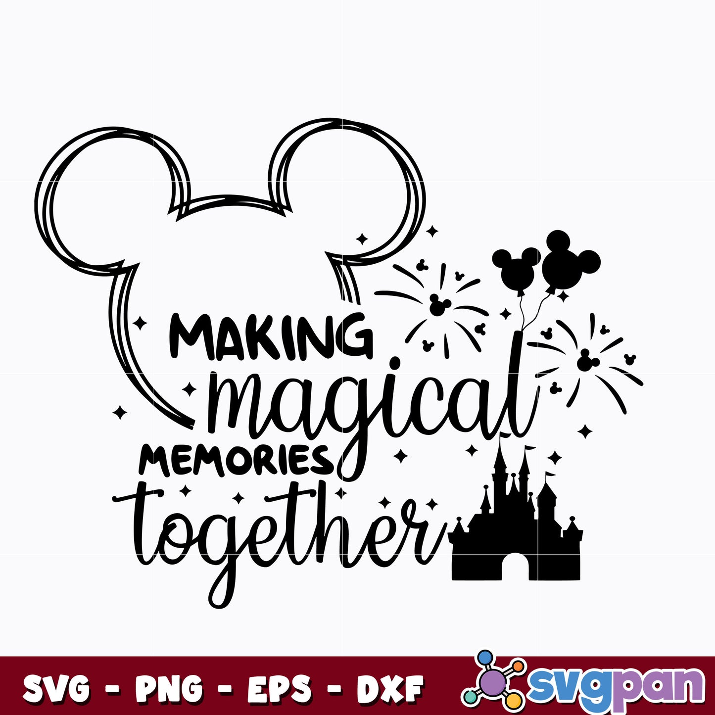Mickey castle head making magical svg