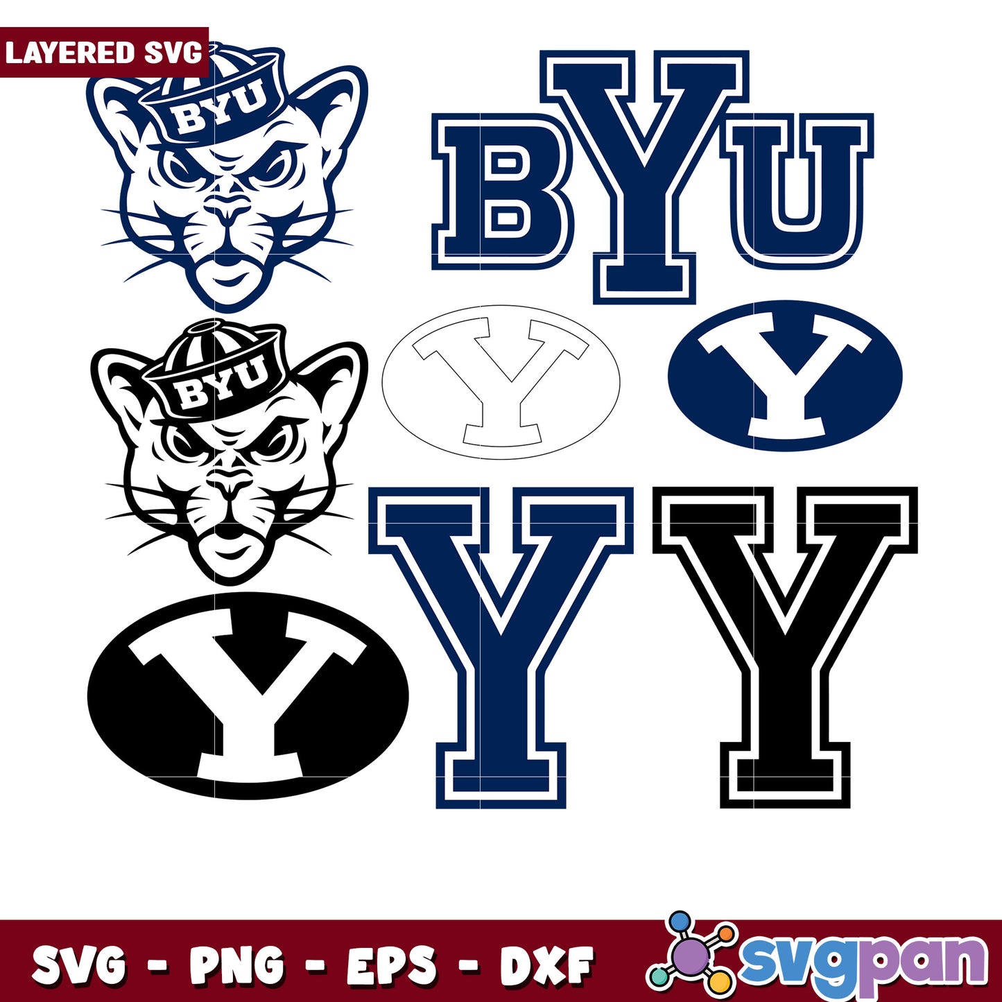 BYU Sports Logo Bundle SVG Cut Files Collection