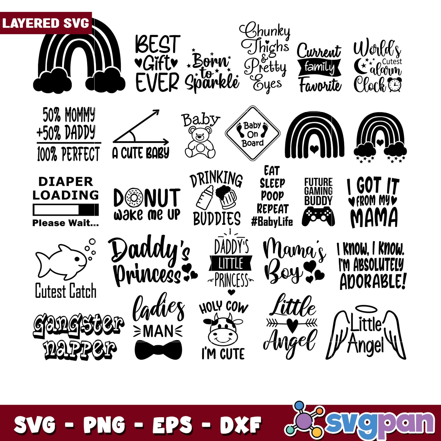 Baby SVG Bundle Cute Quotes & Designs