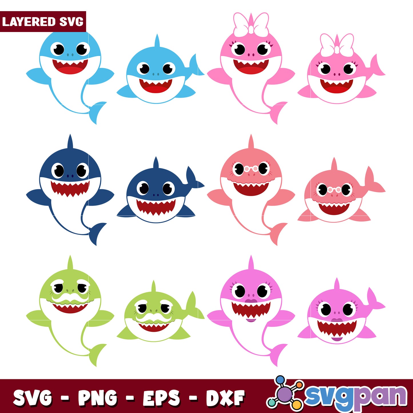 Baby Shark SVG Bundle Layered Cut Files