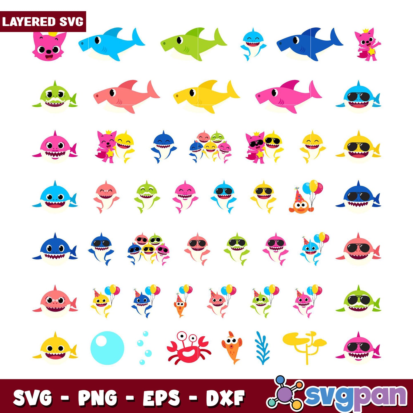 Baby Shark SVG Bundle Layered Designs