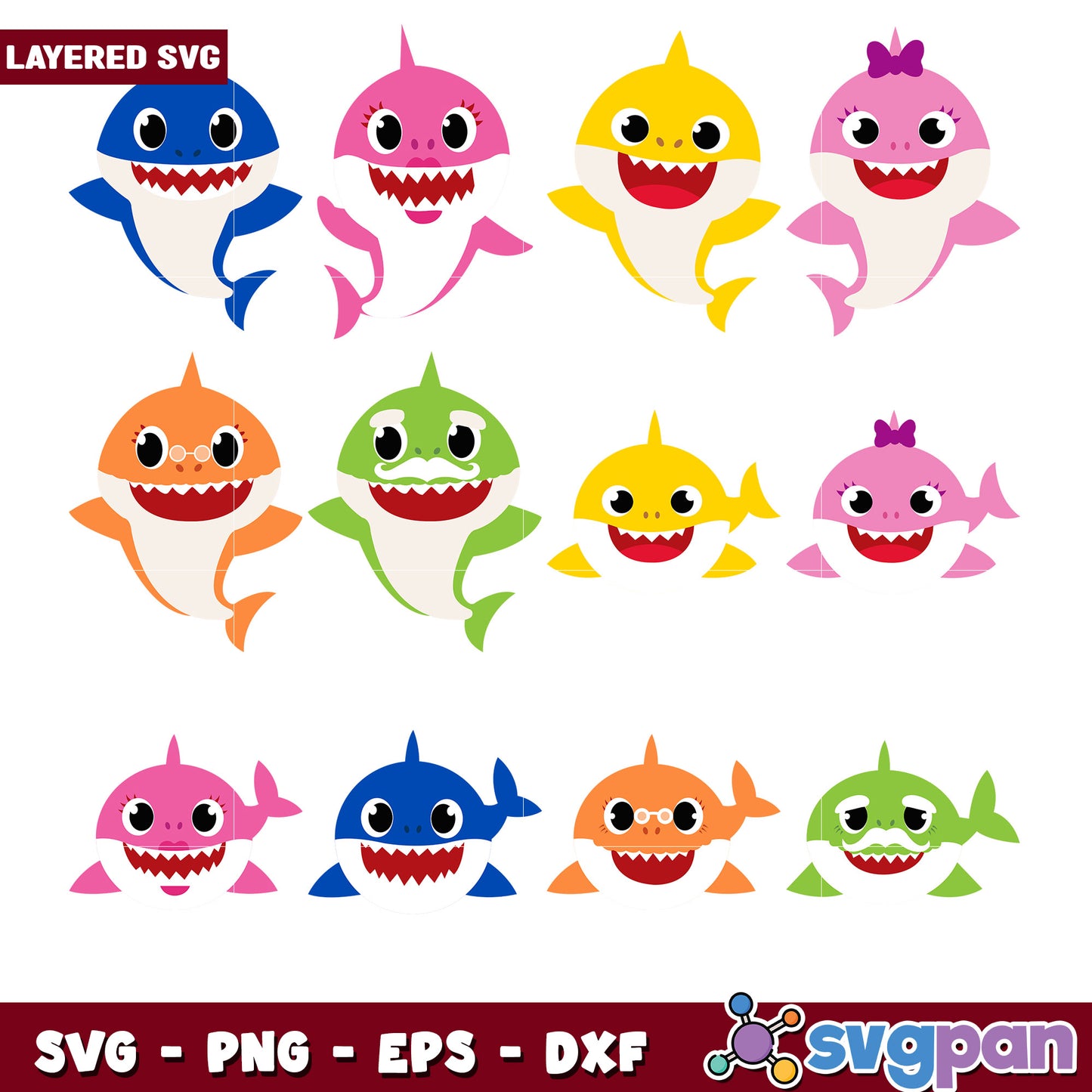 Baby Shark SVG Bundle Layered Files