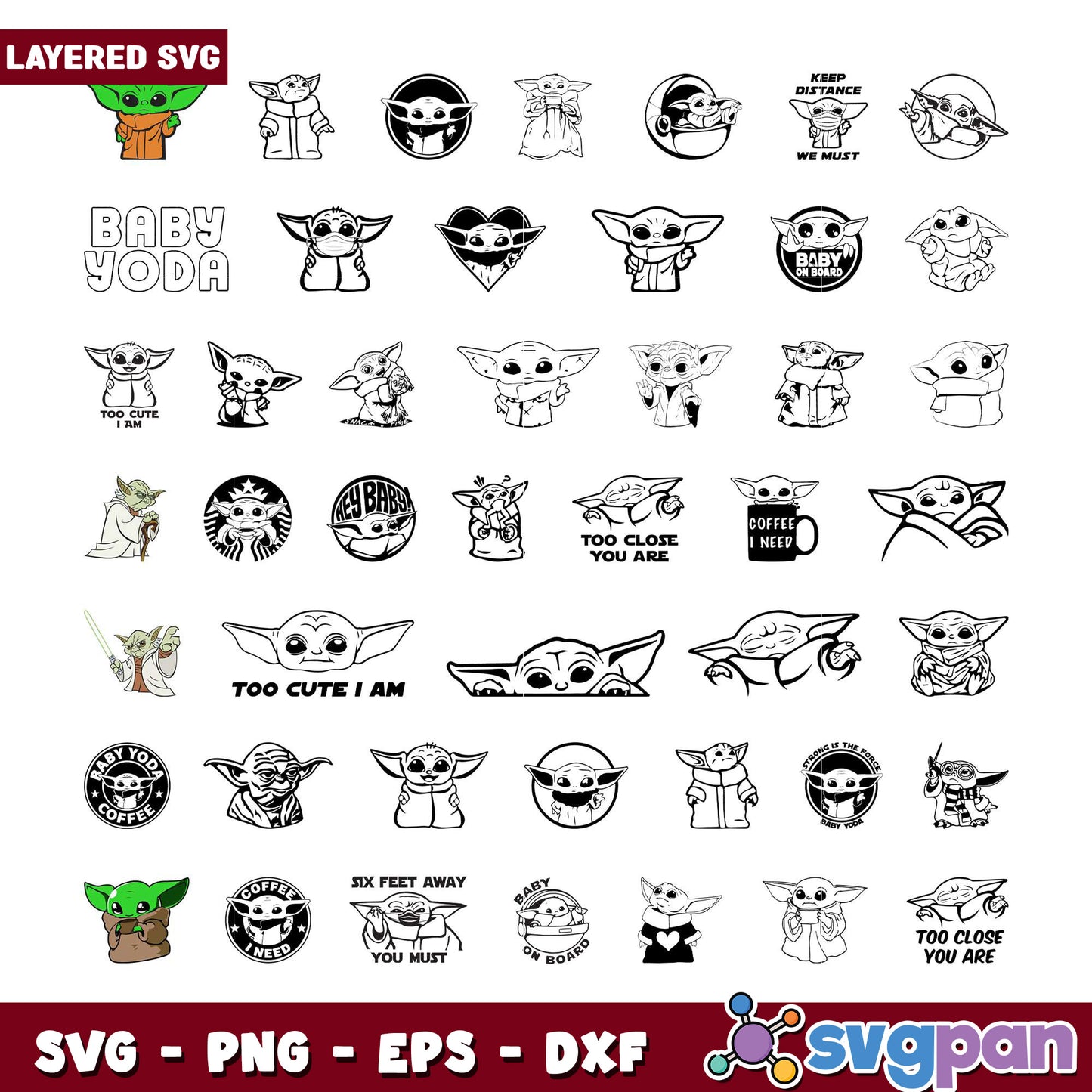 Baby Yoda SVG Bundle 30+ Layered Designs
