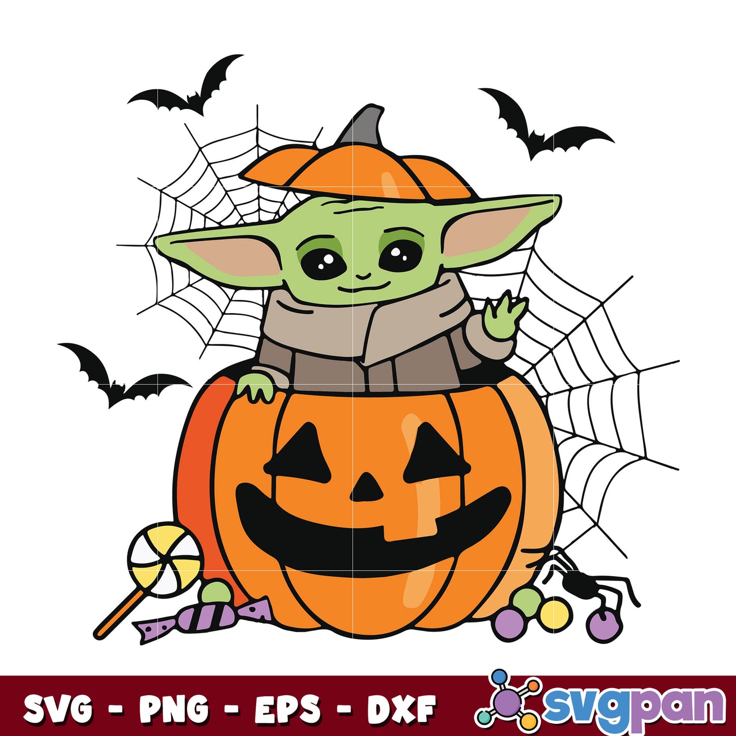Baby Yoda Halloween pumpkin svg
