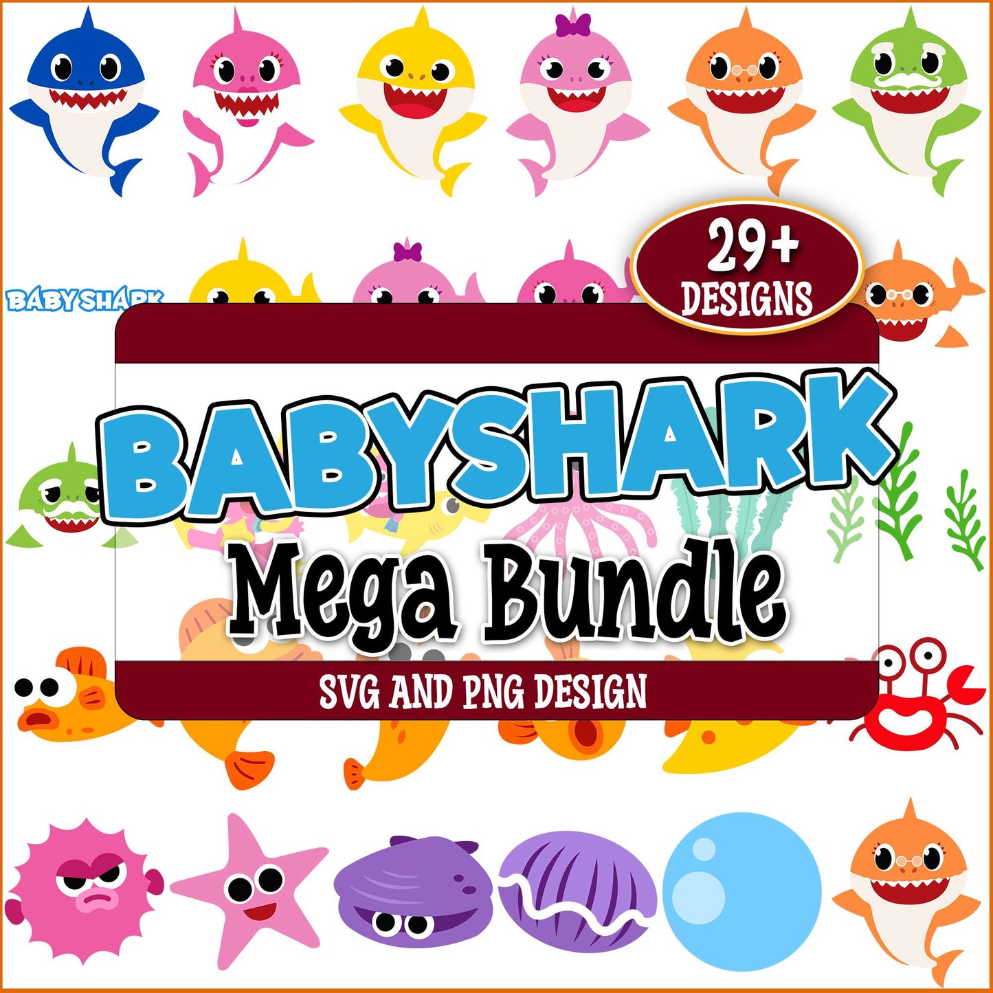 Baby shark design svg bundle