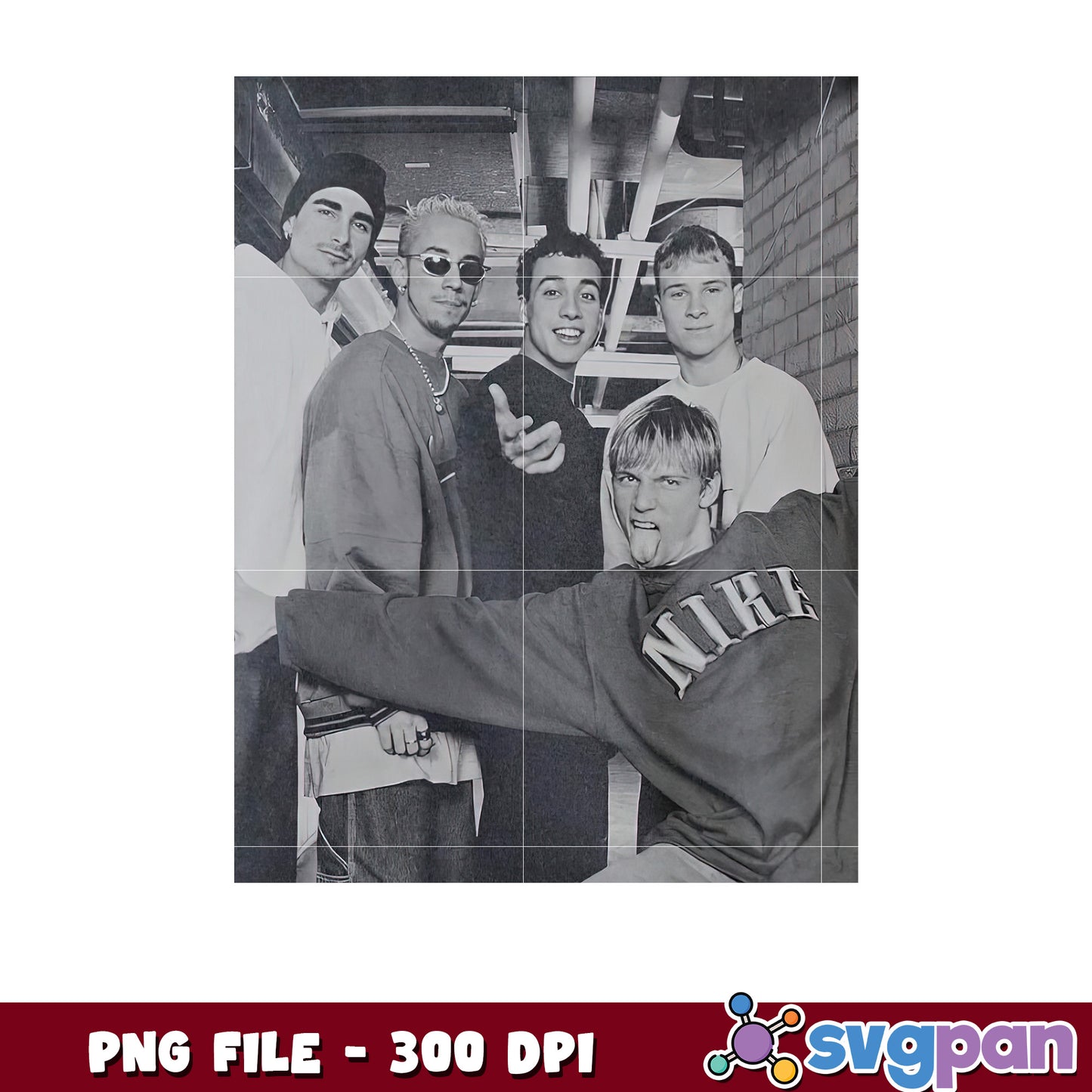 Backstreet boys vintage png, 90s music png, boy band png
