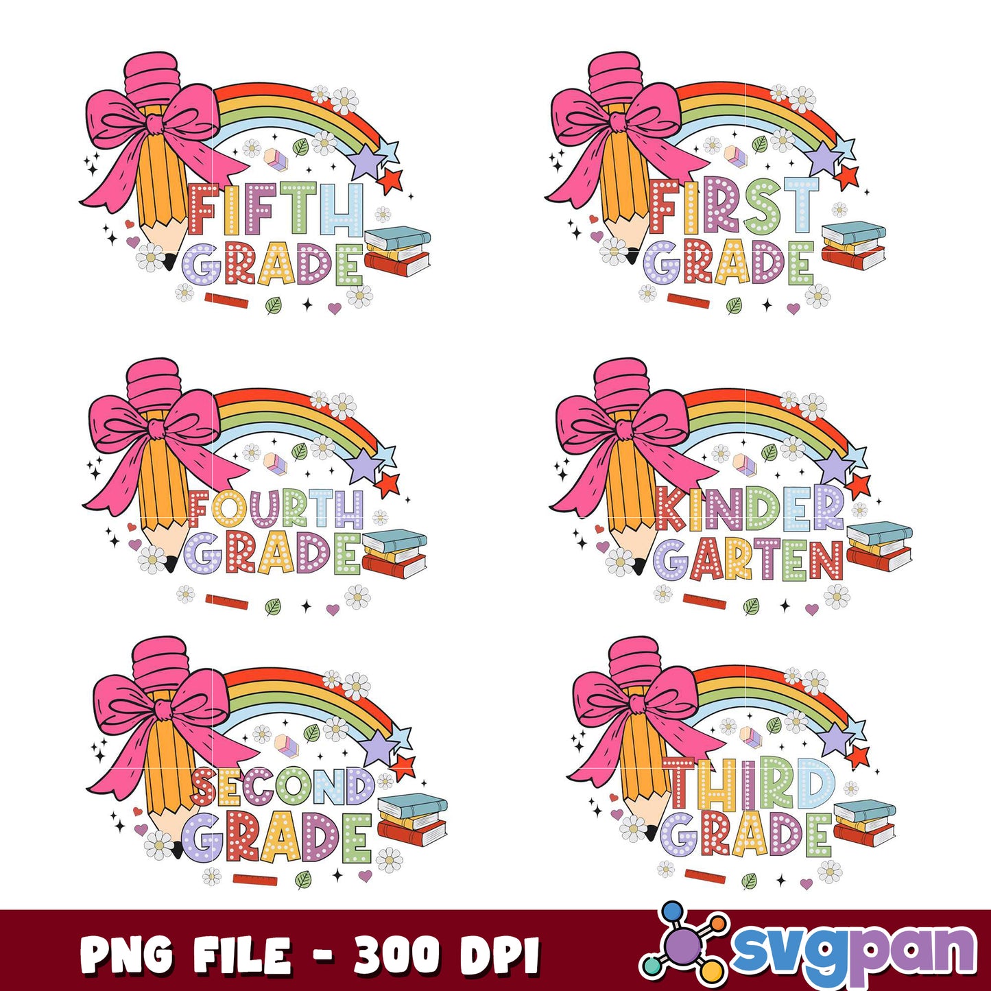 Back to School Grade PNG Bundle 300 DPI
