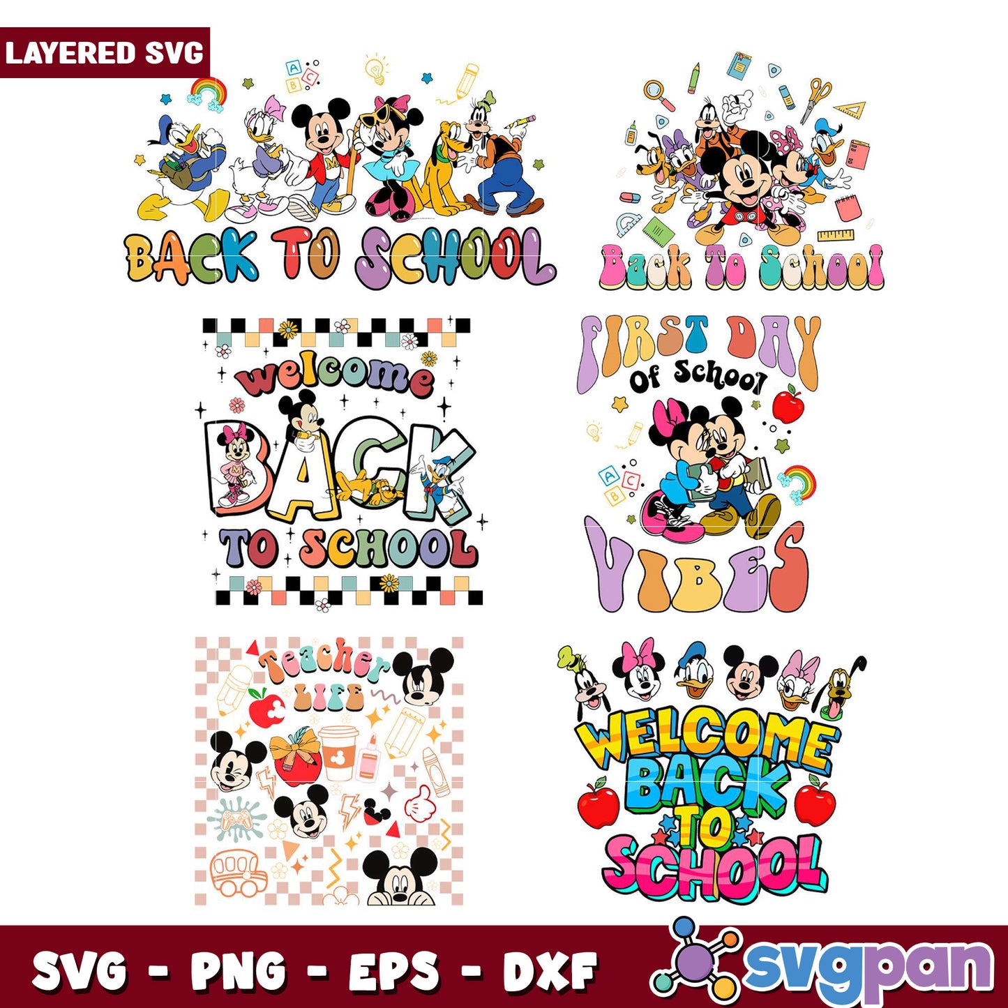 Back to School Mickey Mouse SVG Bundle Design