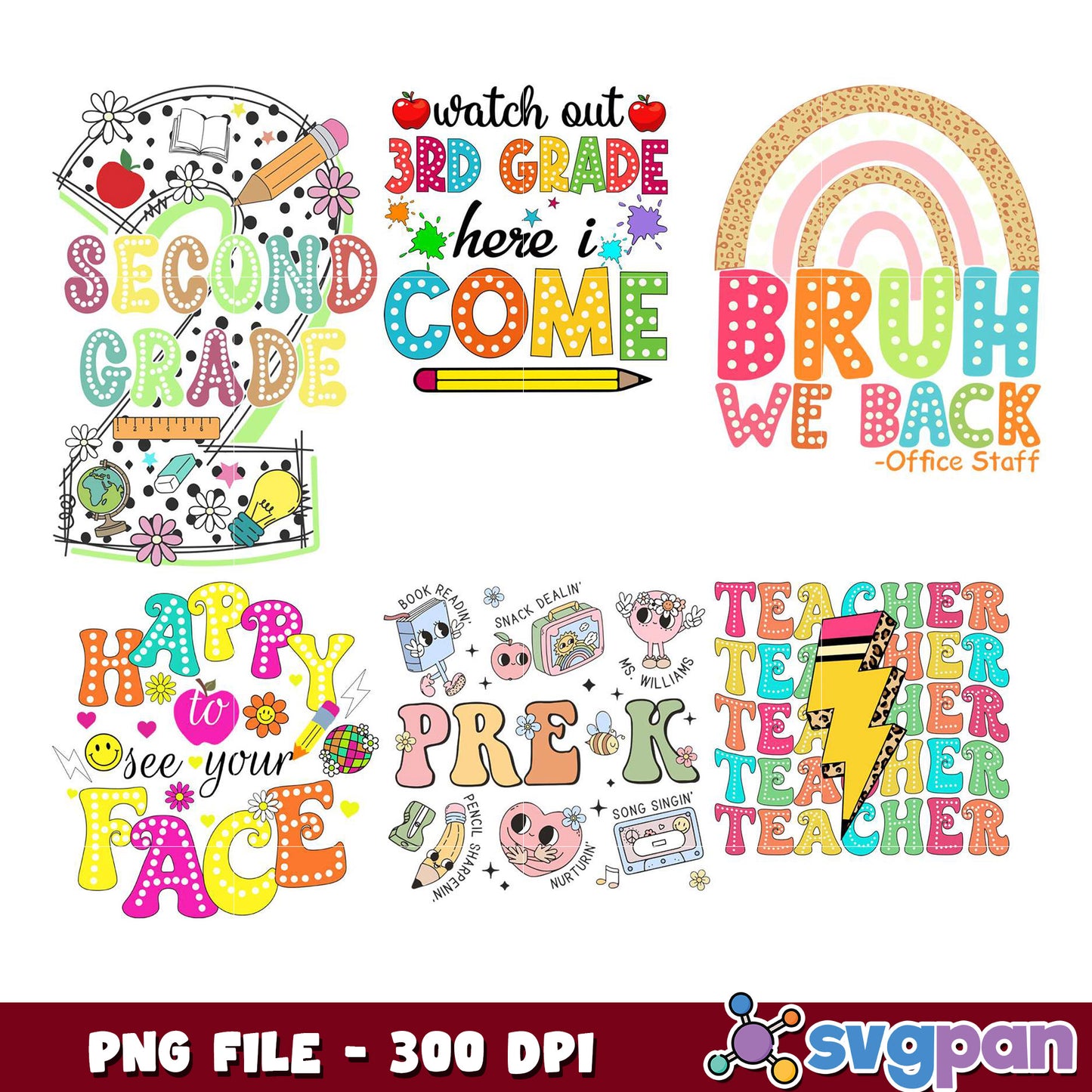 Back to School PNG Bundle Cute Designs