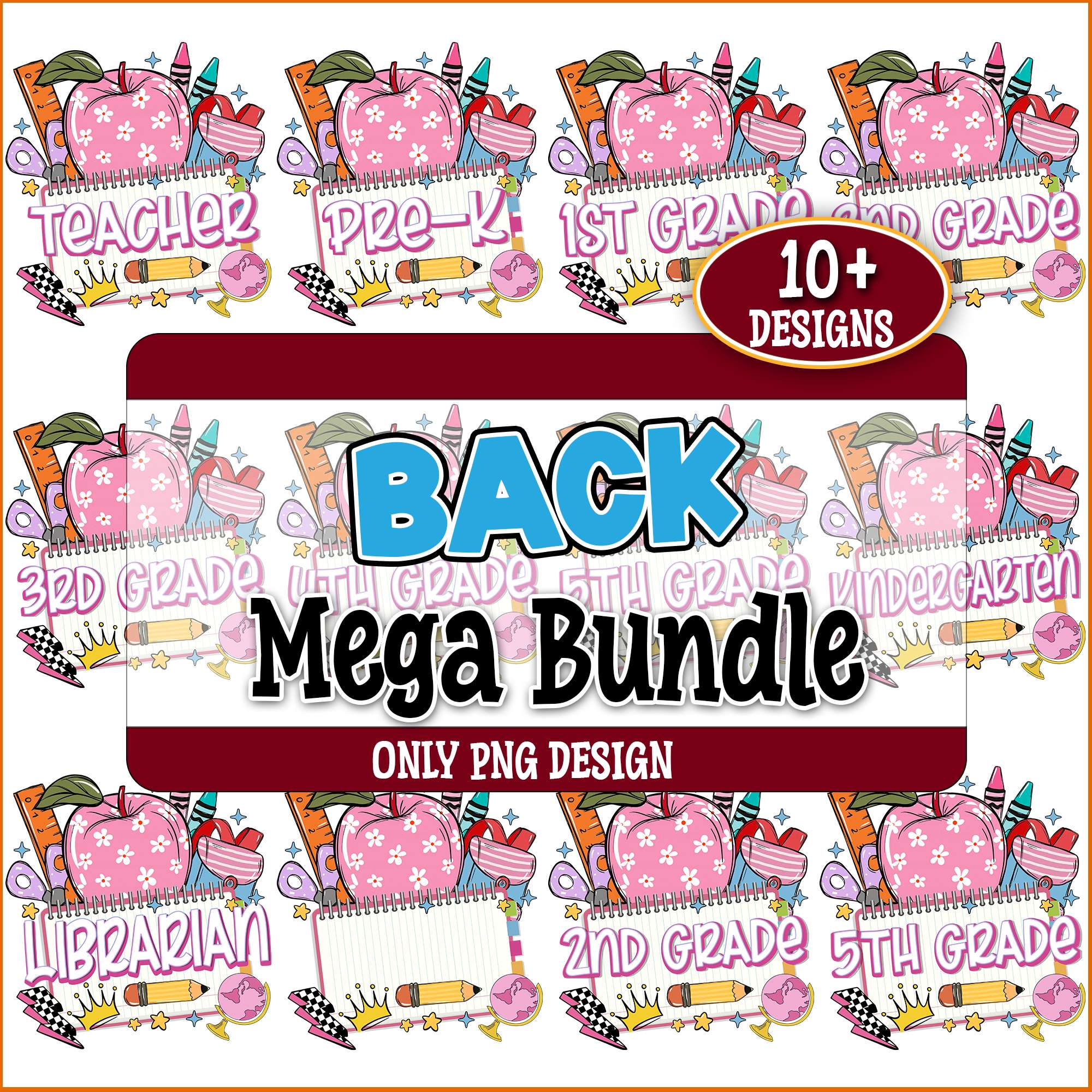 Back to school time png bundle, school spirits png, elementary school ...