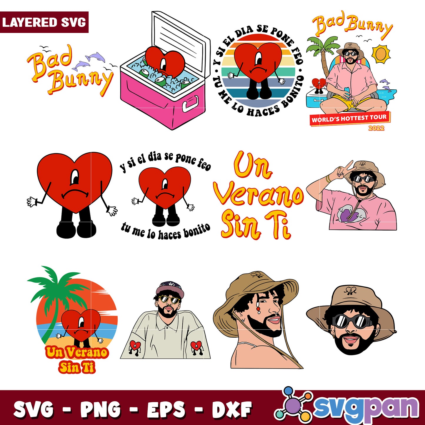 Bad Bunny SVG Bundle Layered Designs