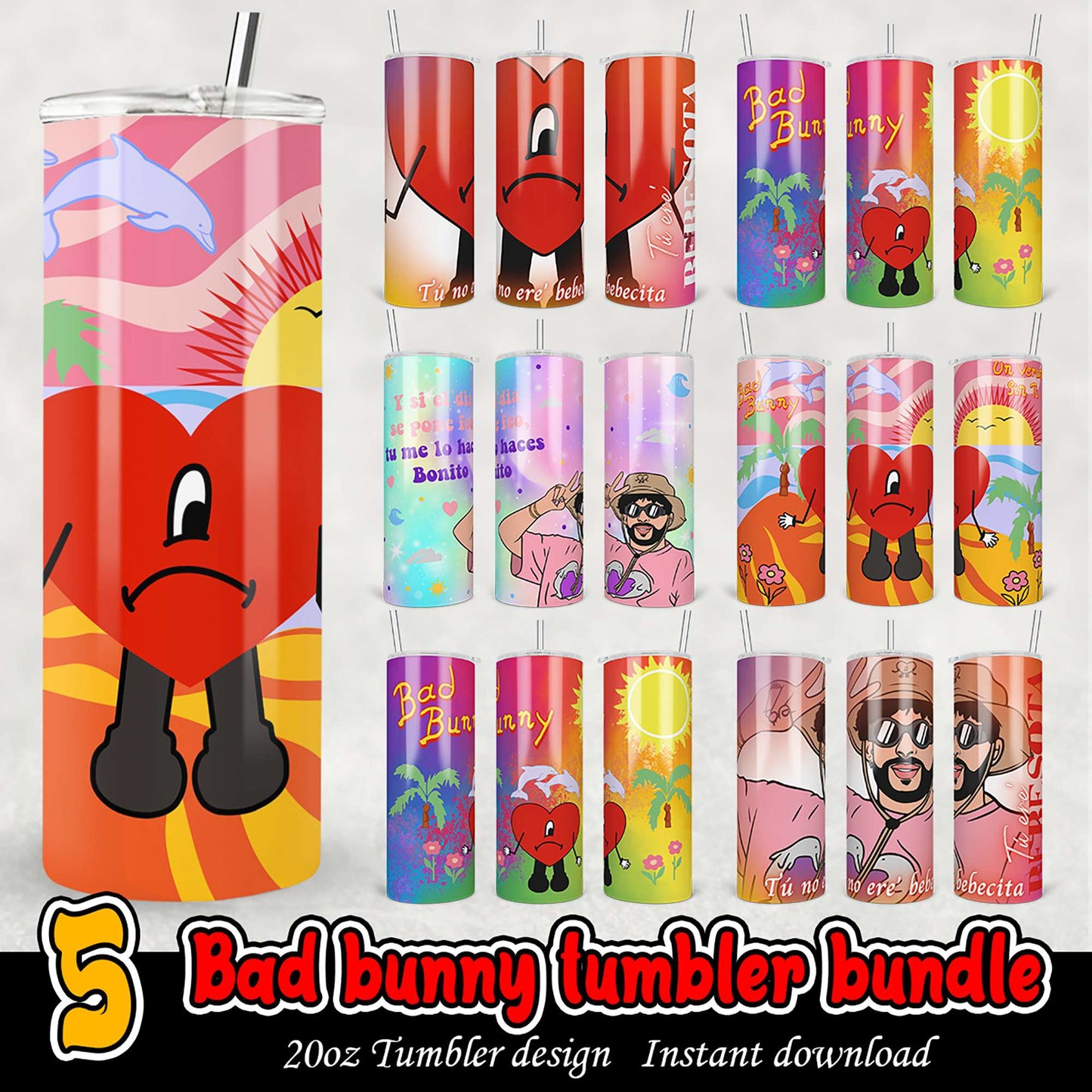 Bad Bunny Tumbler Bundle PNG Designs